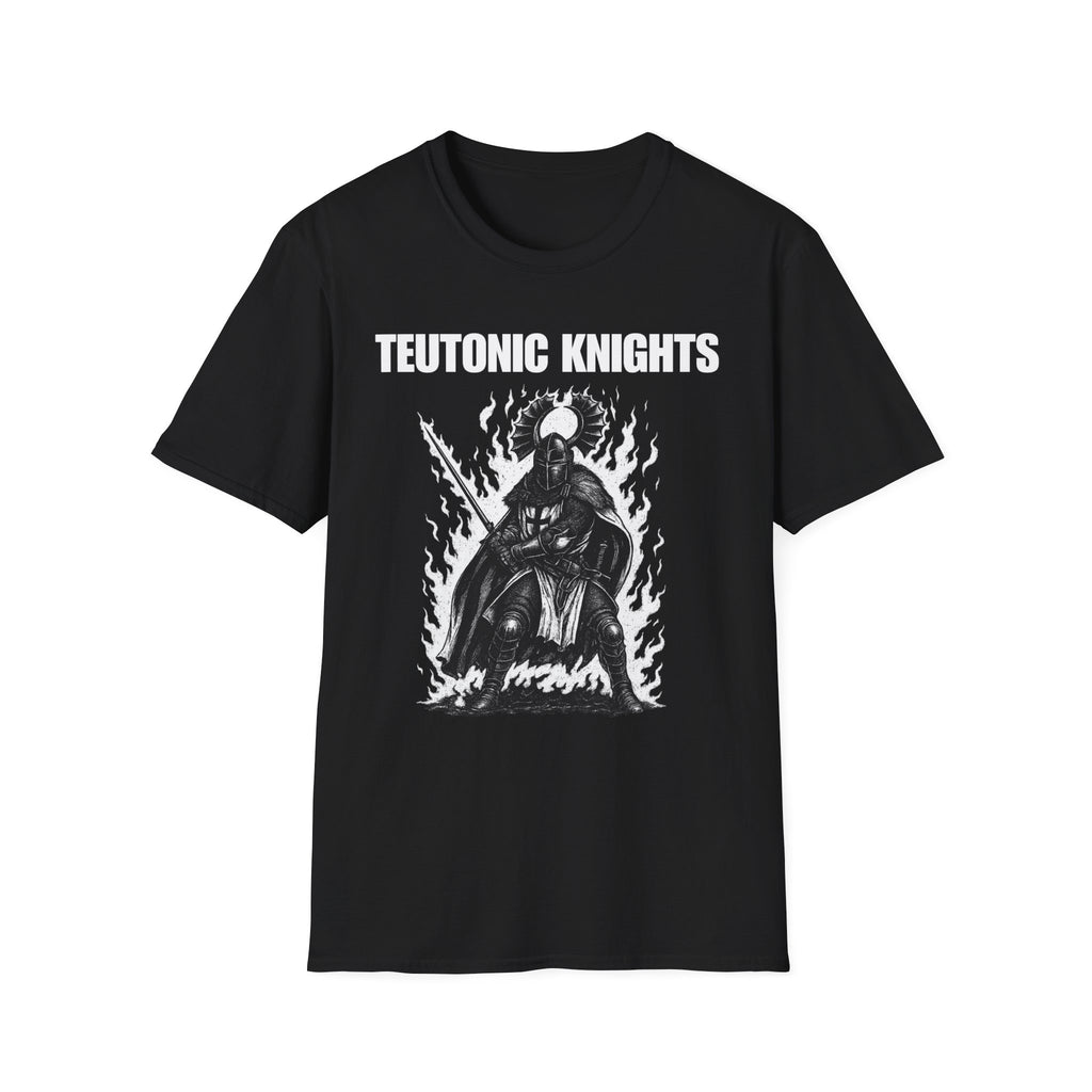 Teutonic Knights Front and Back White Teutonic Cross Graphic Softstyle Cotton Shirt T-Shirt