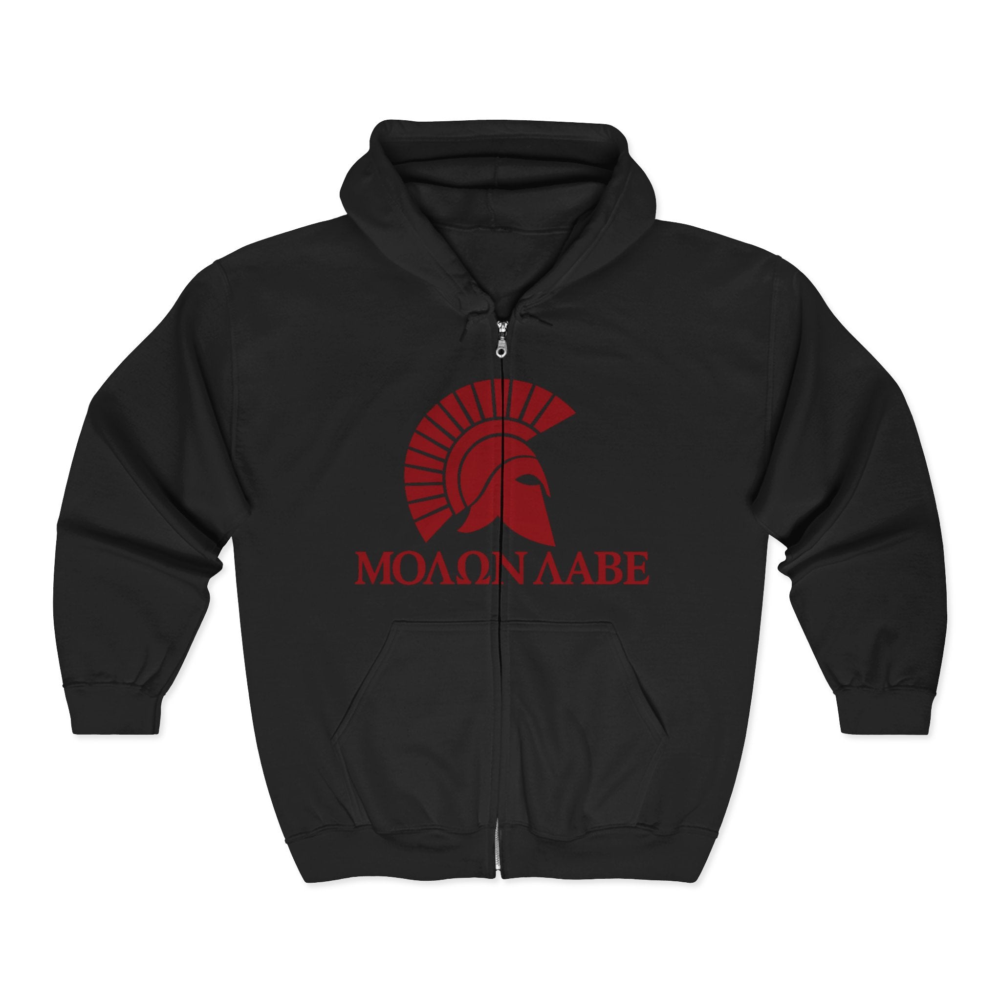Molon Labe "Come and Take It!" in Greek Red Design Zip Up Hoodie Sweatshirt