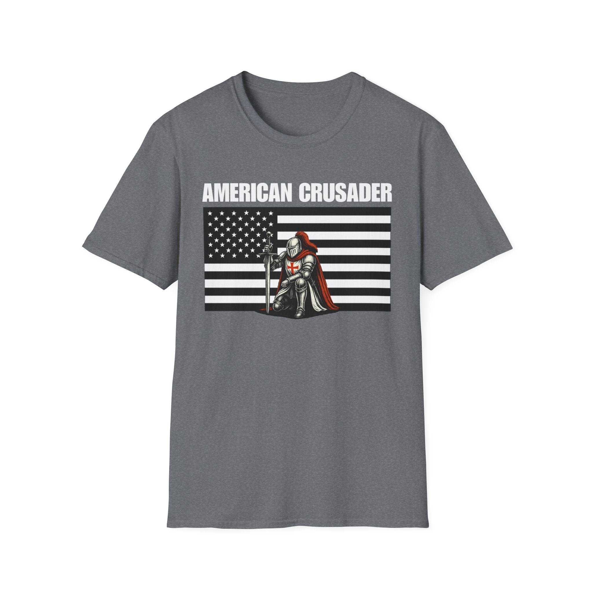 American Crusader Black and White Alt Design Softstyle Cotton Shirt T-Shirt