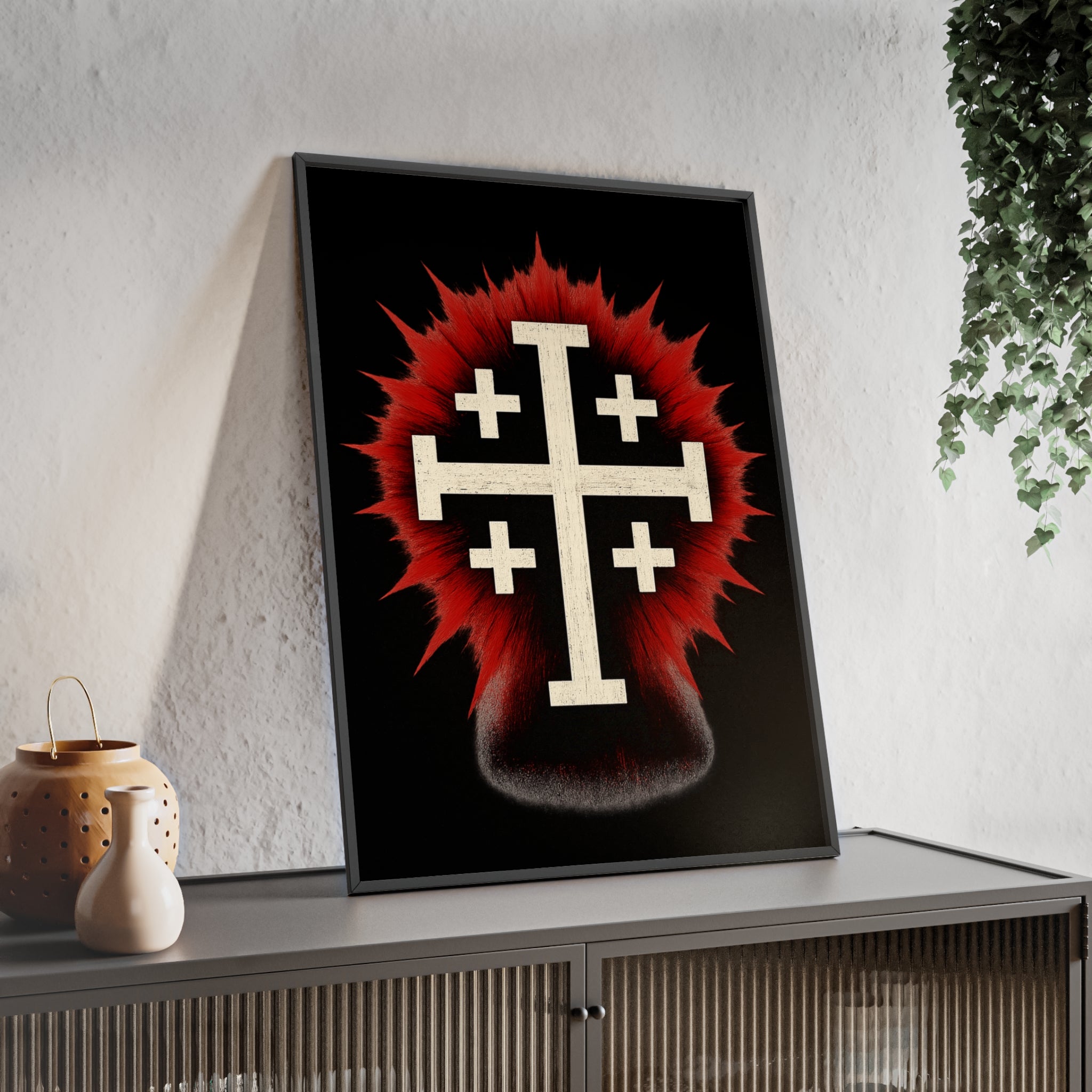 Crucifix Wooden Frame Poster Decor