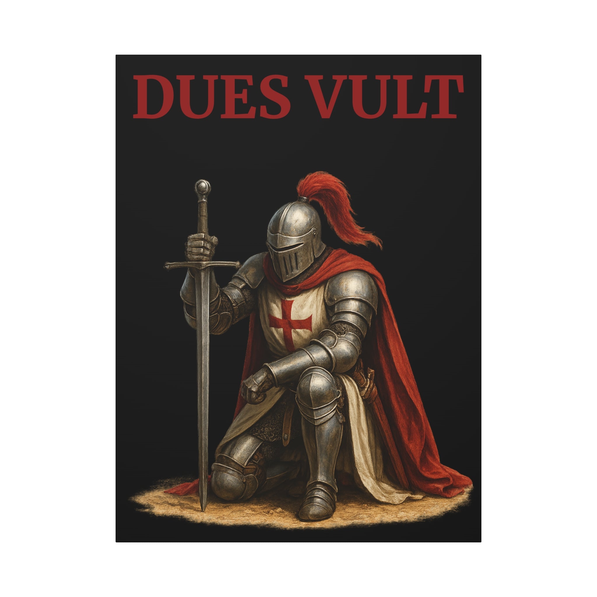 Crusader Knight Dues Vult Matte Canvas Wall Art, Dues Vult Decor, Medieval Artwork