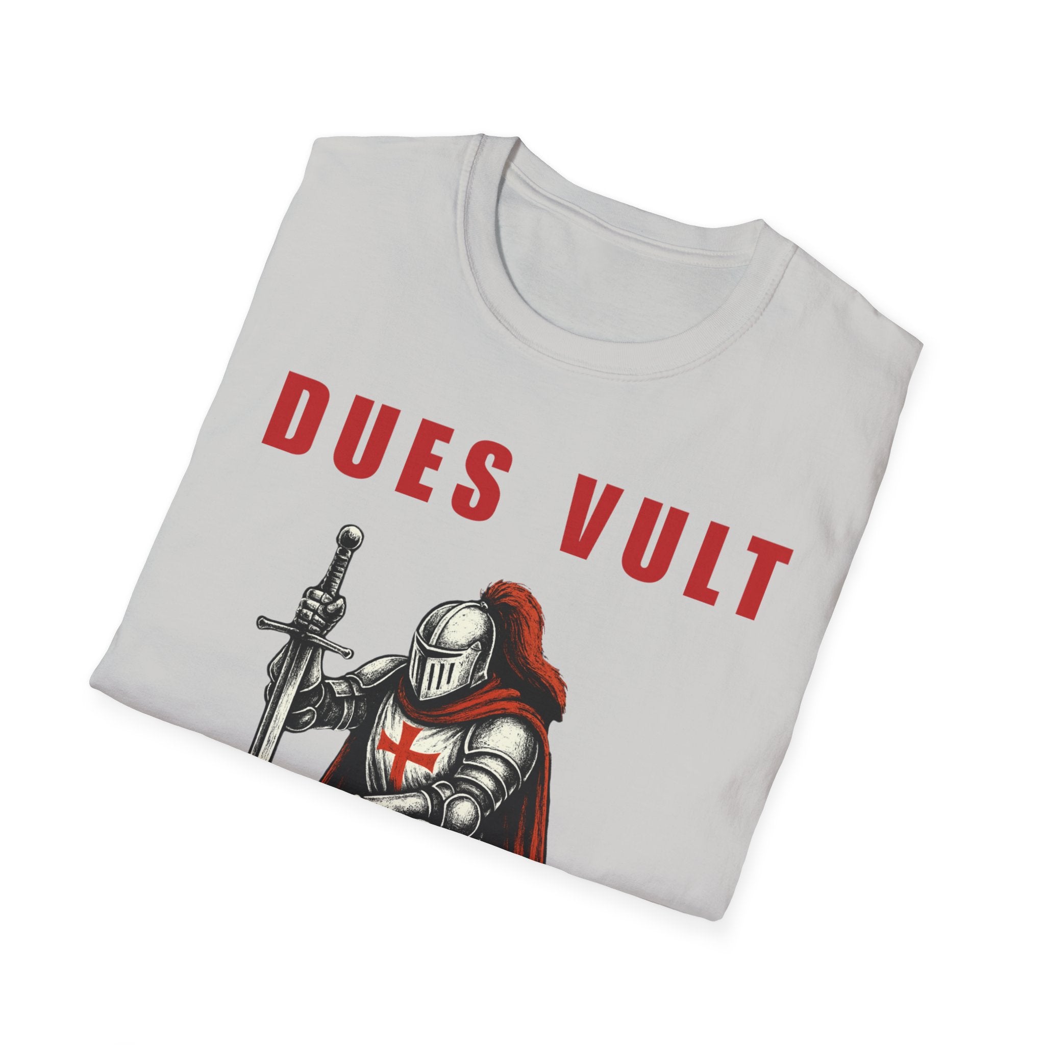 Dues Vult Crusader Knight T-Shirt | Christian Warrior Tee | Faith Shirt
