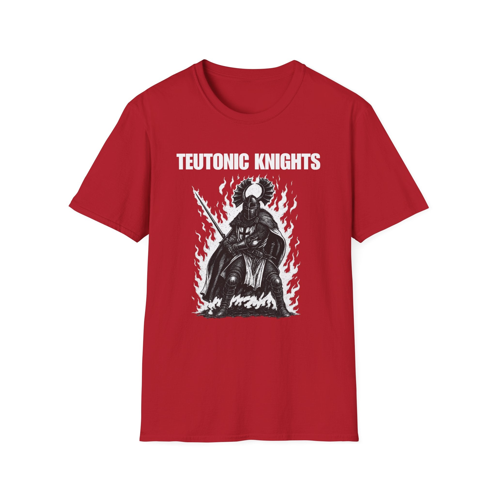 Teutonic Knight With Aura and "Teutonic Knights" Text Soft Style Cotton Shirt T-Shirt