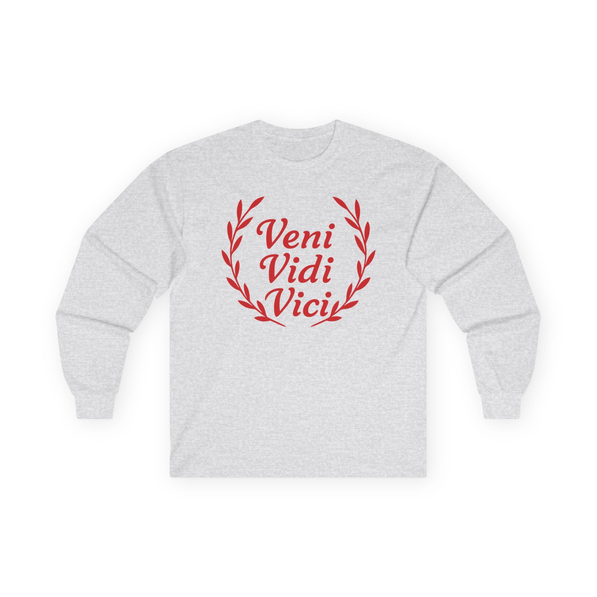Veni Vidi Vici "I Came, I saw, I Conquered" Light Red Graphic Long Sleeve Tee