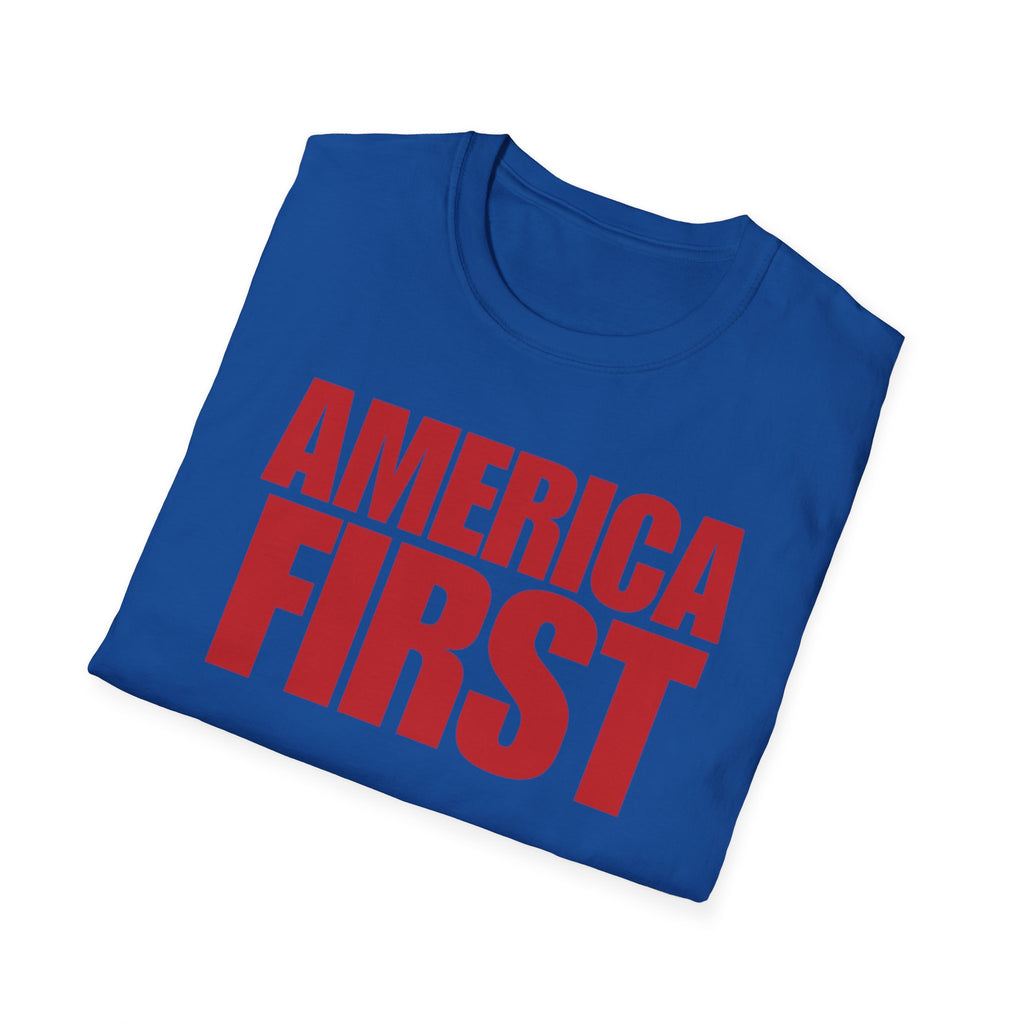 America First Red Design Softstyle Cotton Shirt T-Shirt
