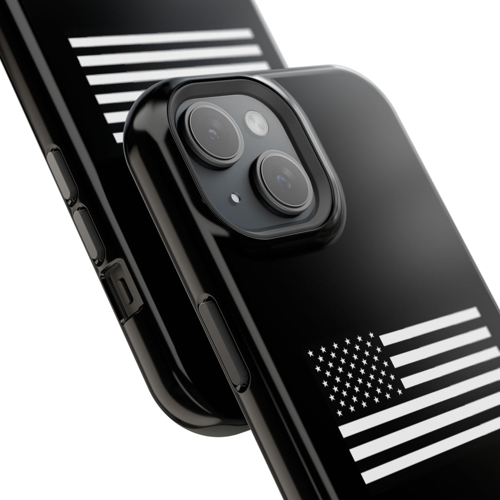 Black and White American Flag Magnetic Impact-Resistant Cases