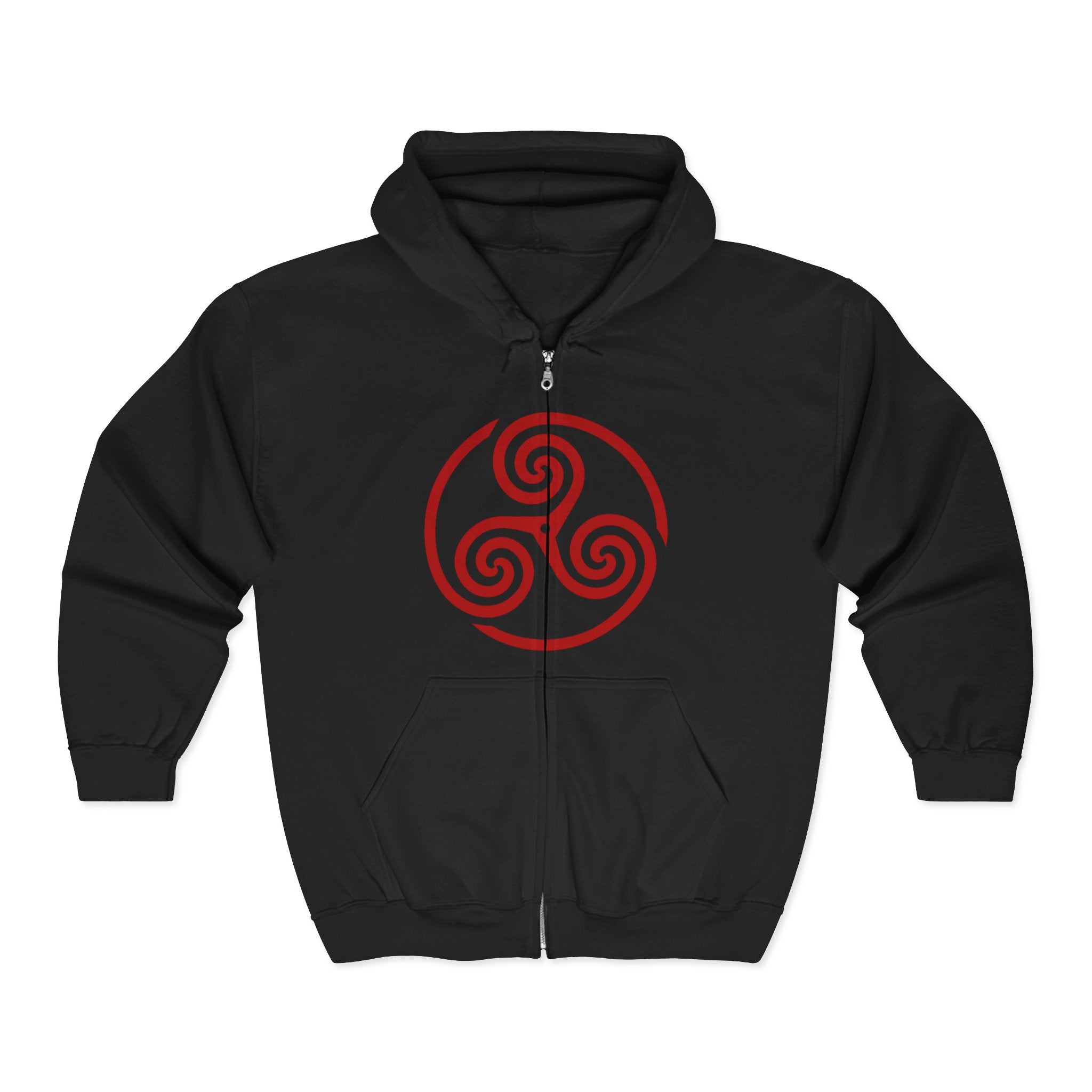 Celtic Spiral Triskele Trinity Symbol Red Design Full Zip Up Hoodie Sweatshirt