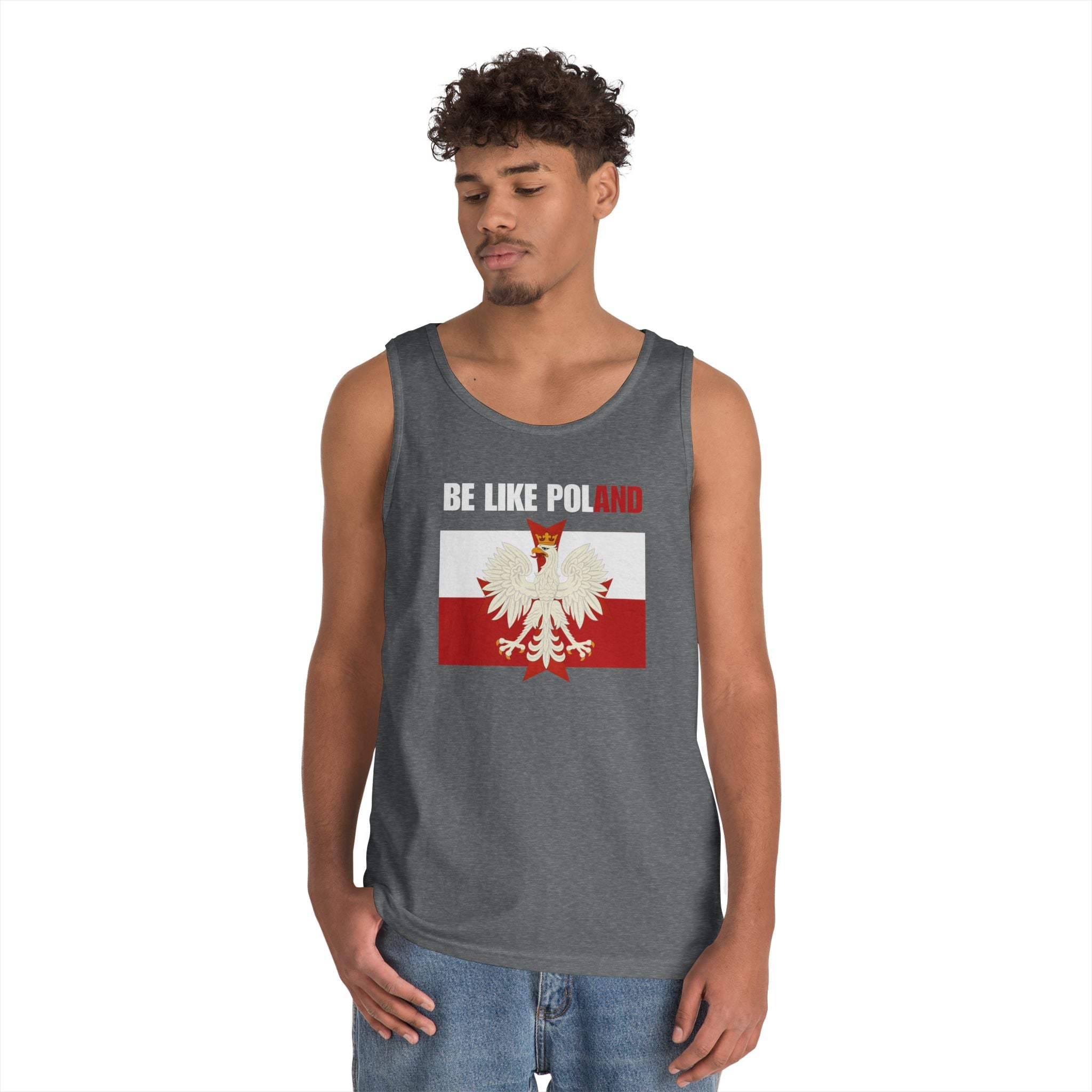 Be Like Poland Polish Eagle and Cross Heavy Cotton Tank Top