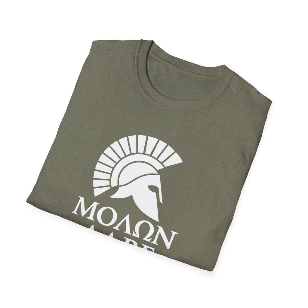 Molon Labe "Come and Take It!" in Greek Large Text White Design Softstyle Cotton T-Shirt