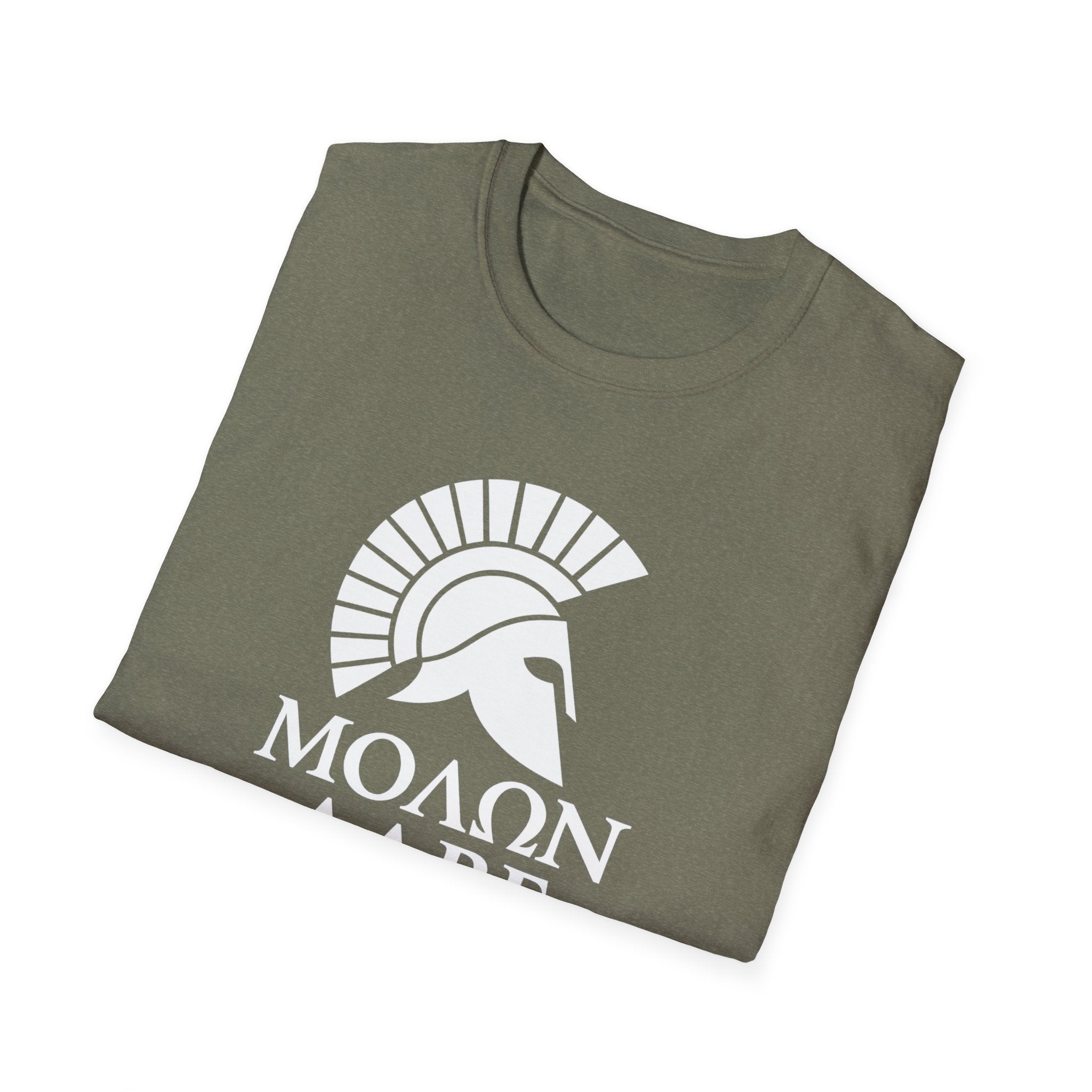 Molon Labe "Come and Take It!" in Greek Large Text White Design Softstyle Cotton T-Shirt