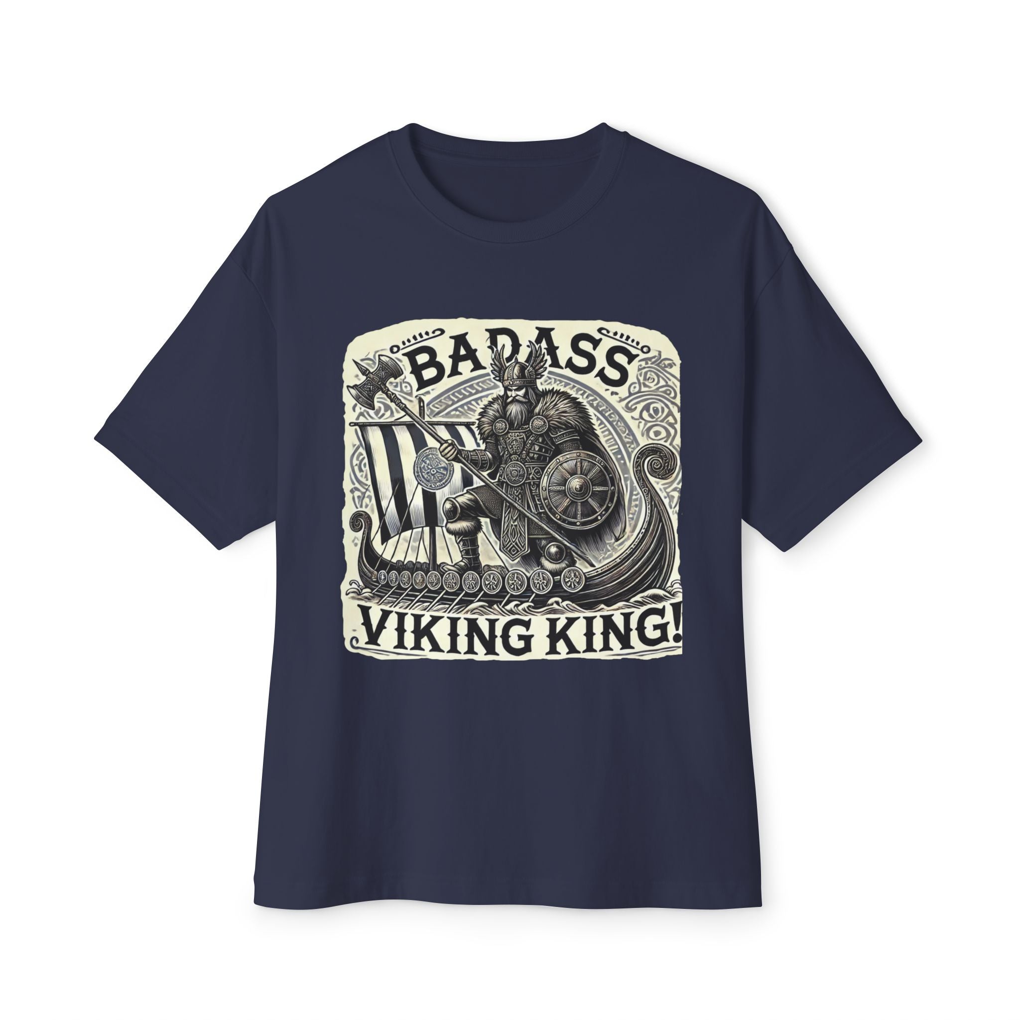 Badass Viking King Unisex Oversized Tee, Viking Shirt, Graphic Tee, Casual Wear, Gift for Him/Her/Teens, Norse Inspired Apparel