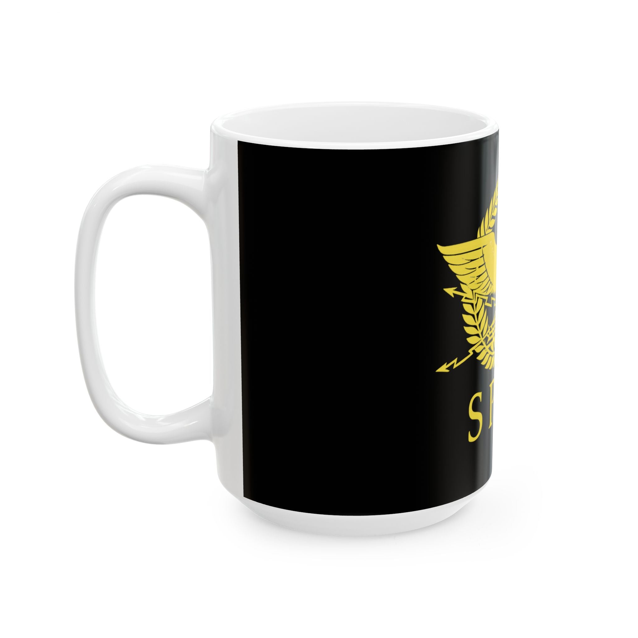 SPQR Gold Roman Eagle Design Black Ceramic Mug