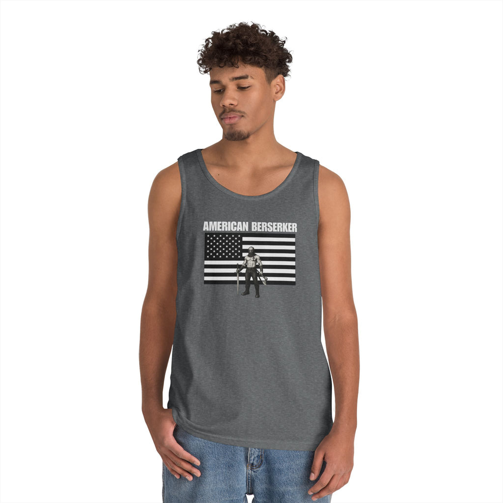 Bold American Berserker Black and White Heavy Cotton Tank Top