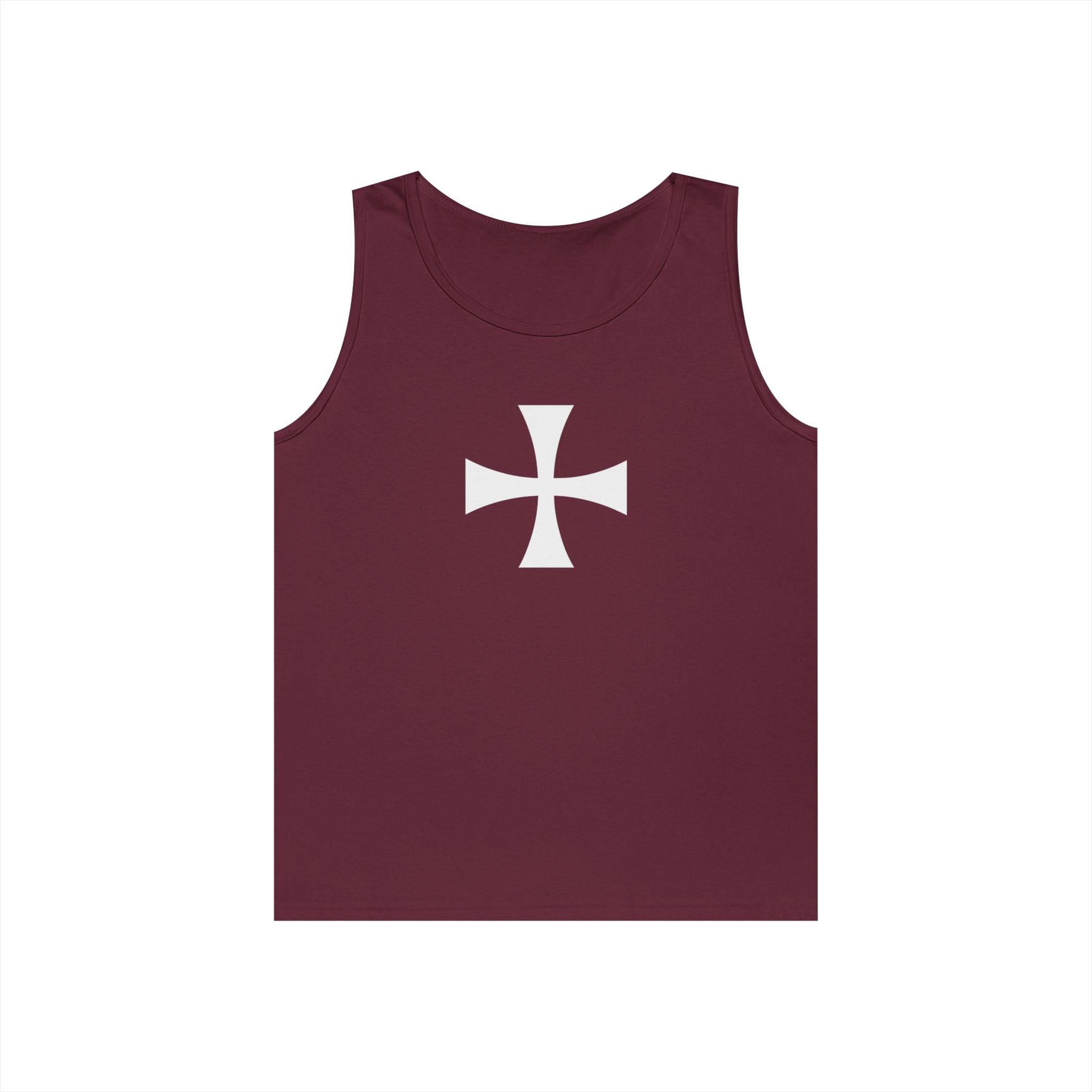 Teutonic Cross White Design Heavy Cotton Tank Top