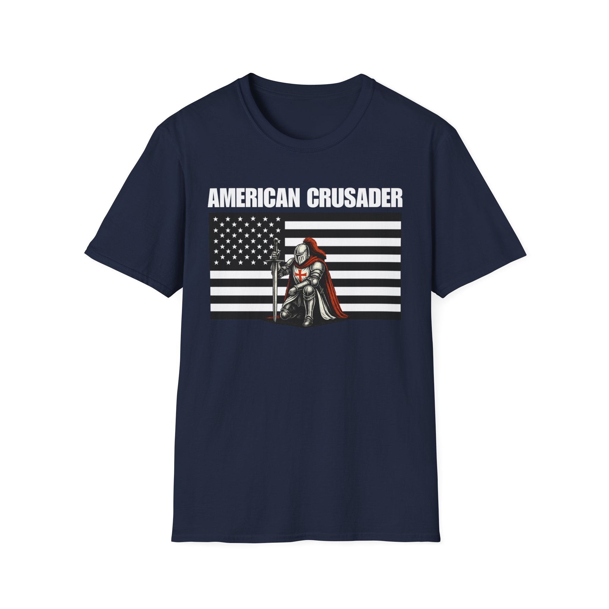 American Crusader Black and White Alt Design Softstyle Cotton Shirt T-Shirt