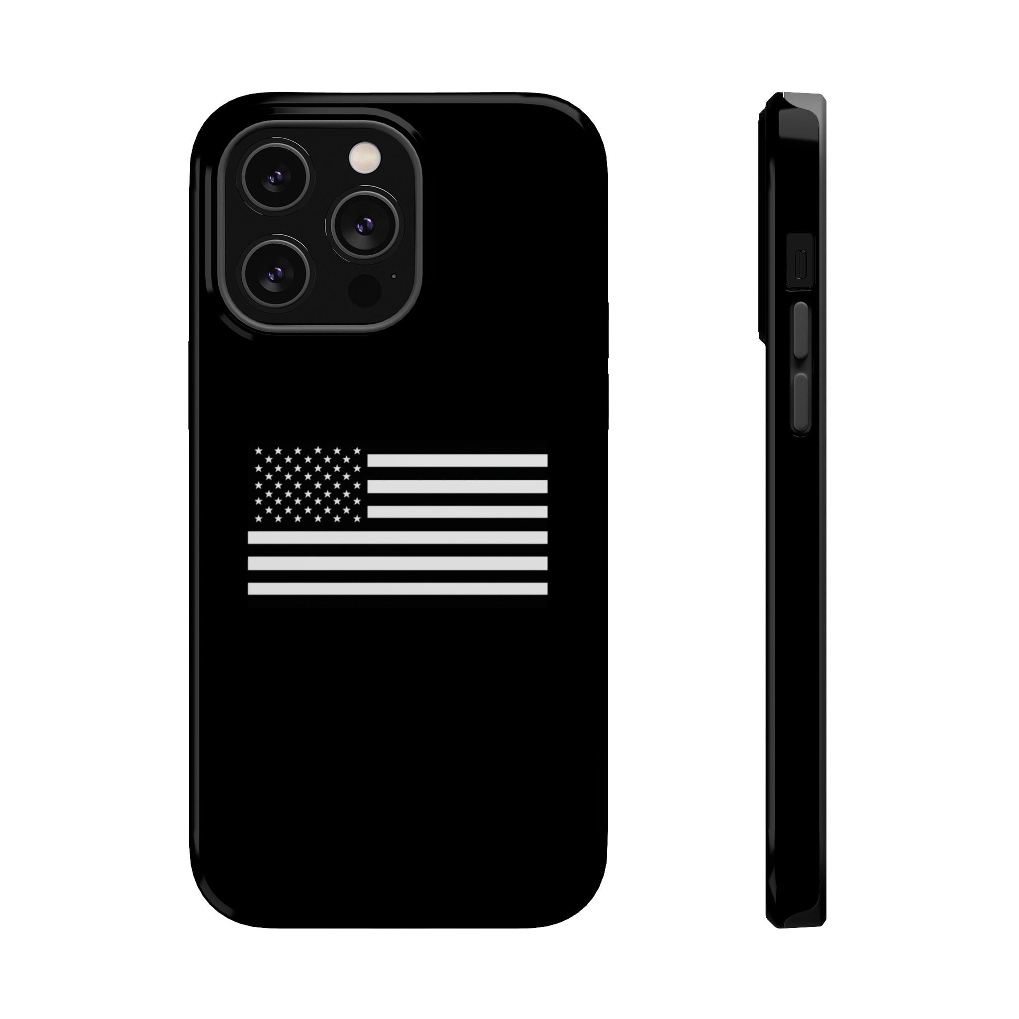 Black and White American Flag Magnetic Impact-Resistant Cases