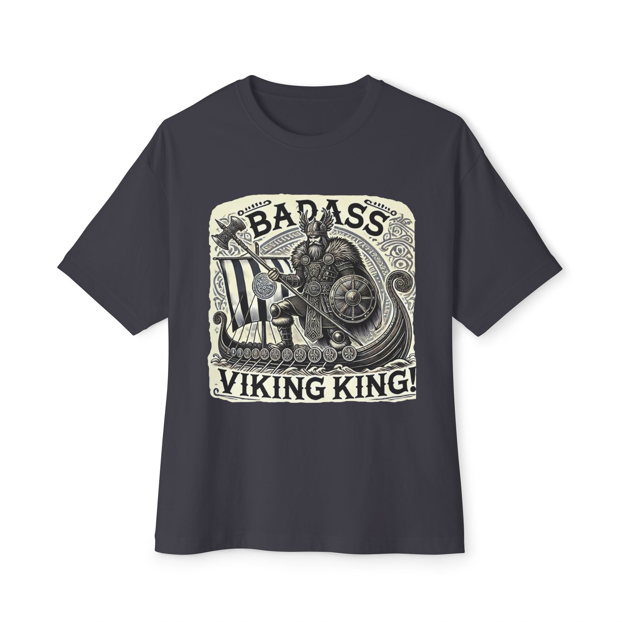 Badass Viking King Unisex Oversized Tee, Viking Shirt, Graphic Tee, Casual Wear, Gift for Him/Her/Teens, Norse Inspired Apparel
