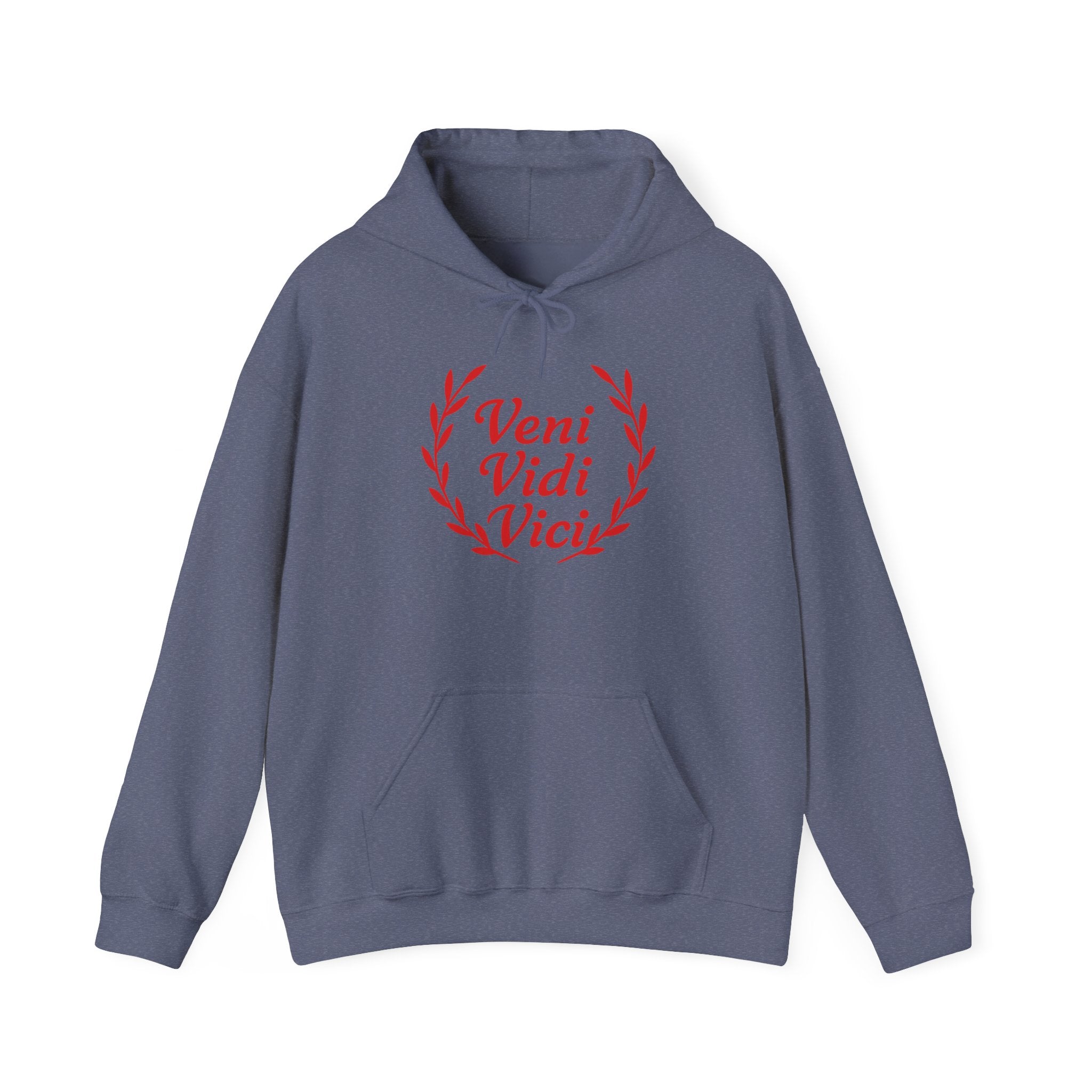 Veni Vidi Vici "I Came, I saw, I Conquered" Red Graphic Pull Over Hoodie Sweatshirt