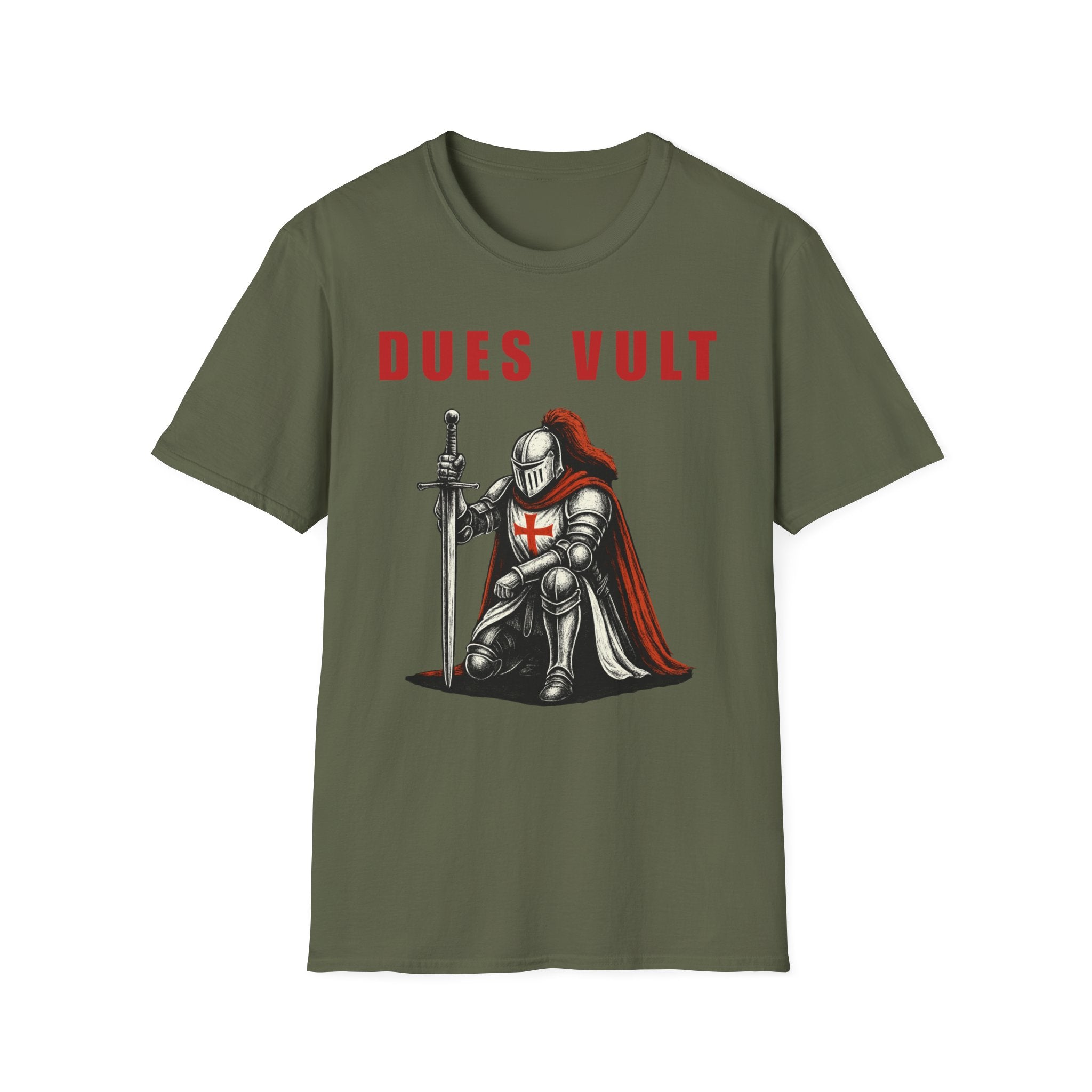 Dues Vult Crusader Knight T-Shirt | Christian Warrior Tee | Faith Shirt