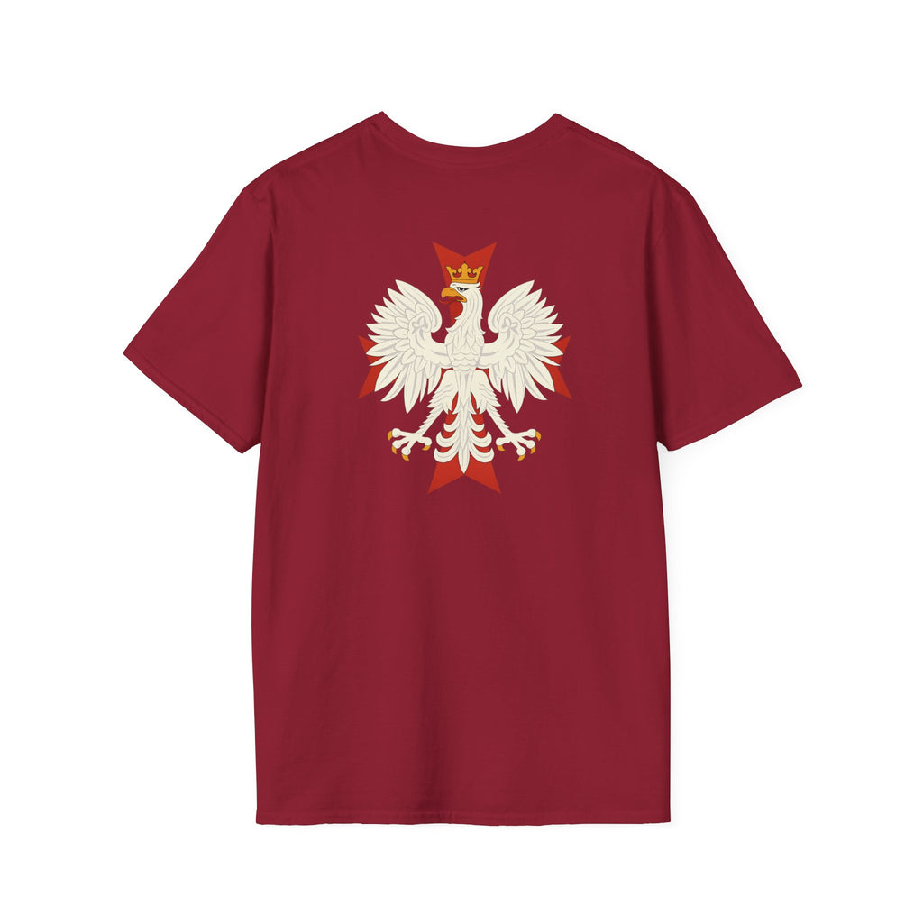 Be Like Poland Winged Hussar Front, Polish Eagle Cross Back Heavy Cotton Softstyle T-Shirt Softstyle Tee
