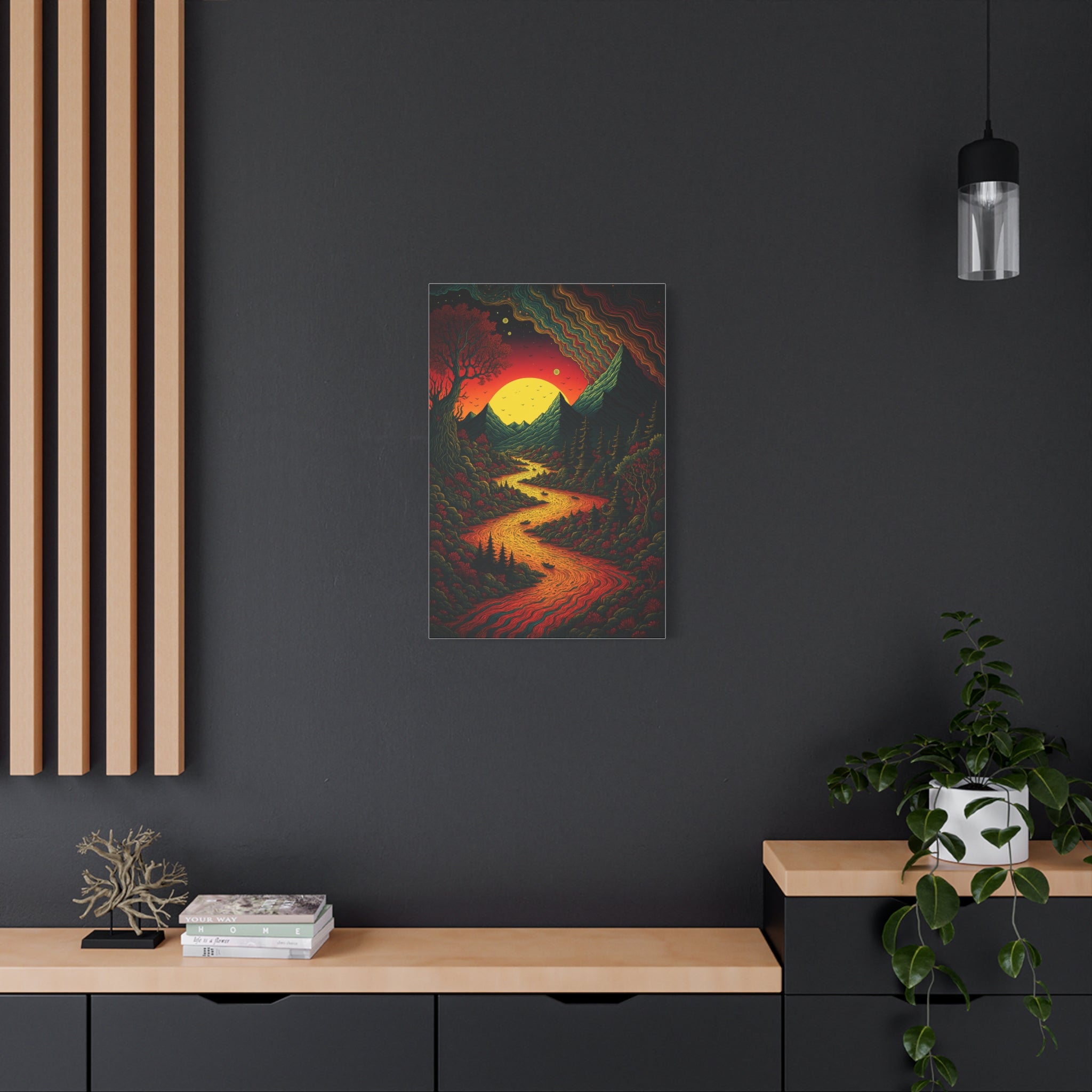 Trippy Sunset River Canvas Wall Art