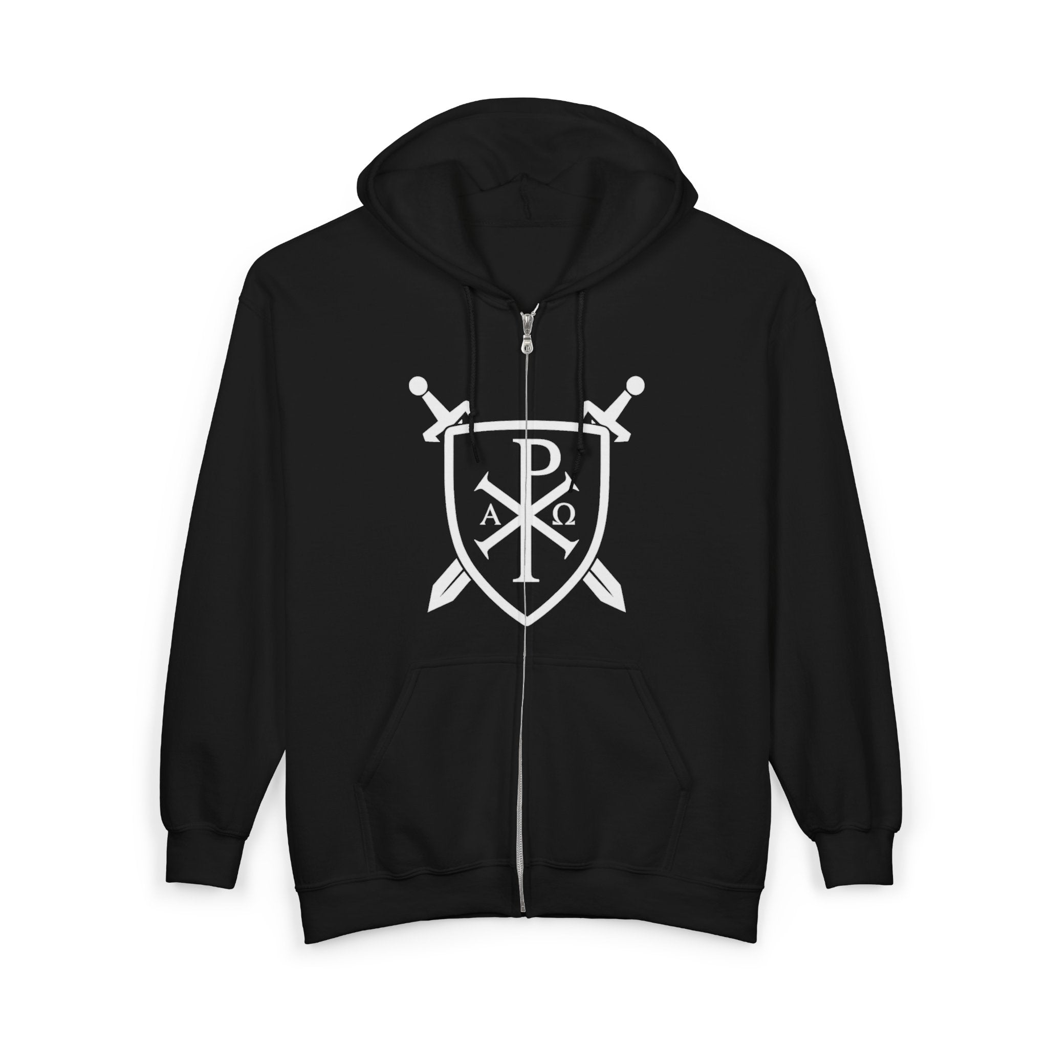 Unique Pi Chi Rho Crest Shield White Design Zip Up Hoodie Sweatshirt