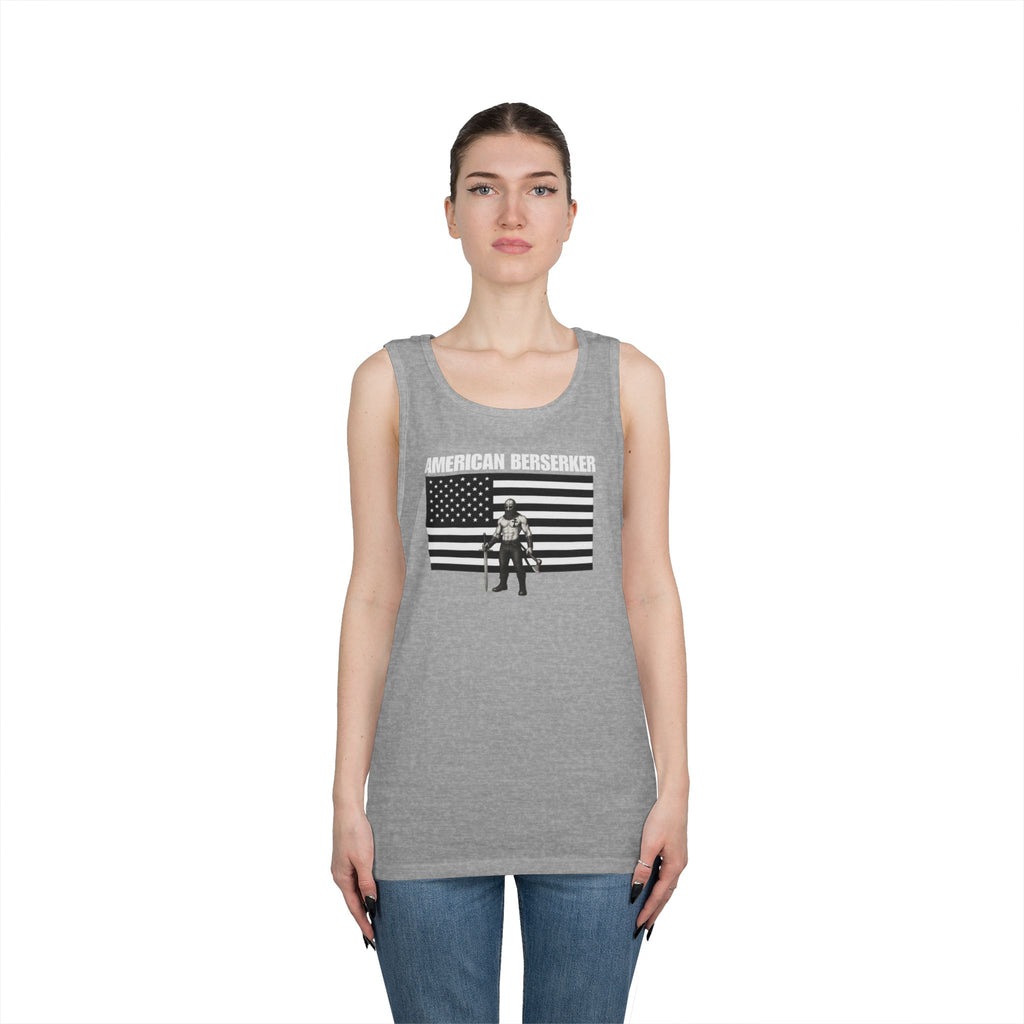 Bold American Berserker Black and White Heavy Cotton Tank Top