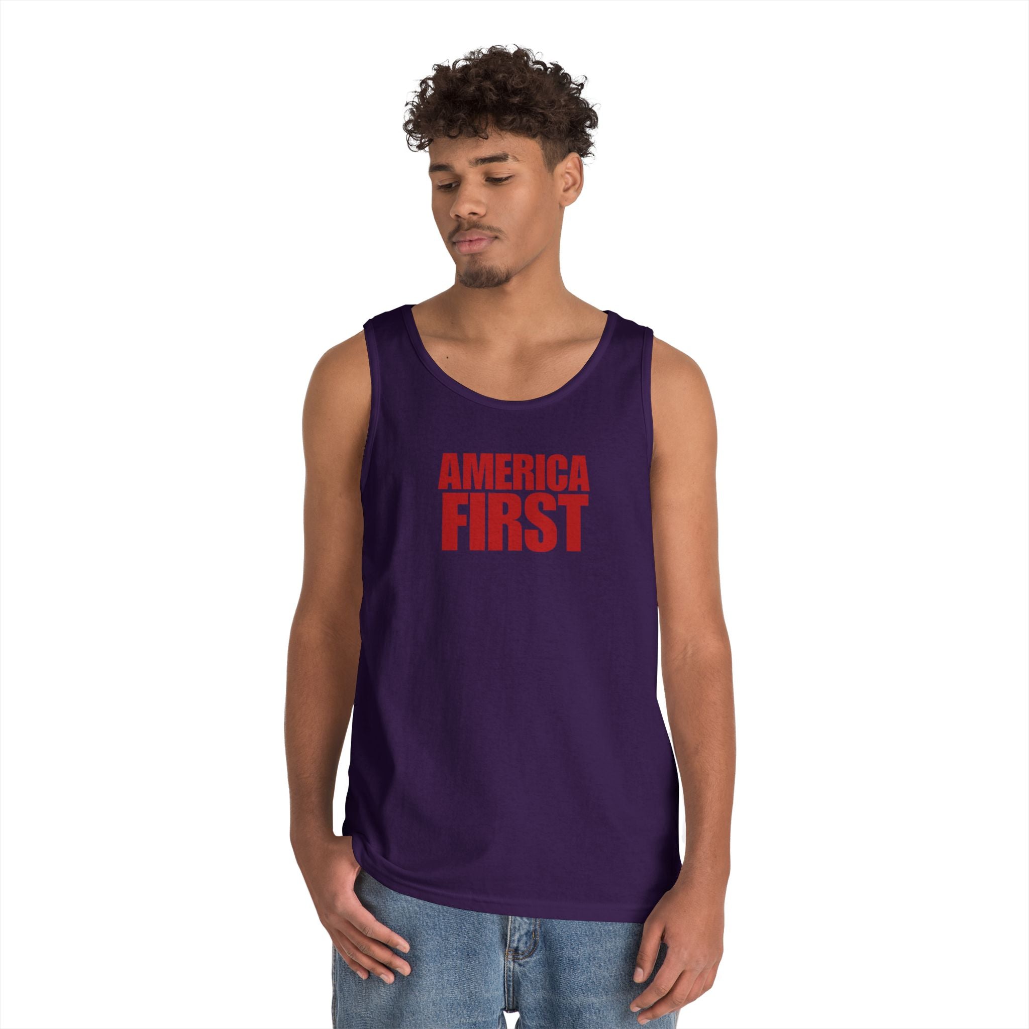 America First Red Heavy Cotton Tank Top
