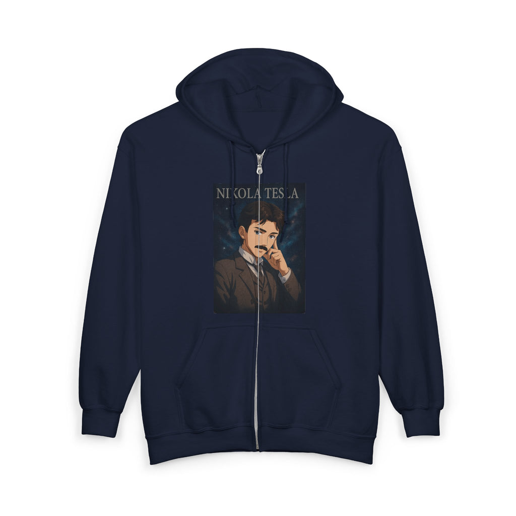 Nikola Tesla Unisex Zip-Up Hooded Sweatshirt, Nikola Tesla Hoodie