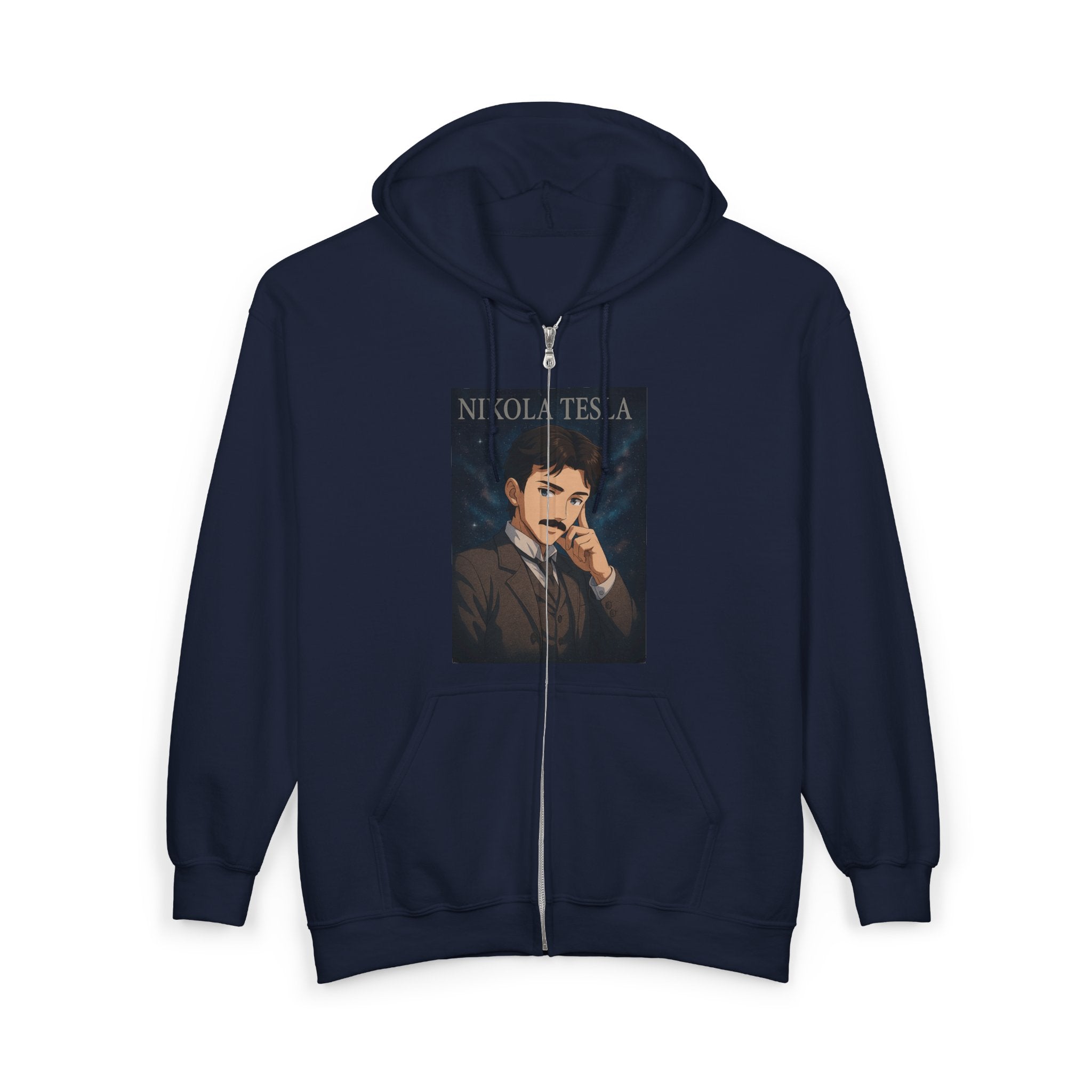 Nikola Tesla Unisex Zip-Up Hooded Sweatshirt, Nikola Tesla Hoodie