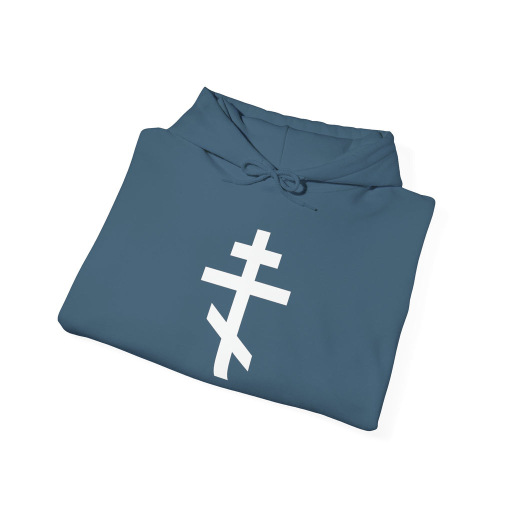White Crucifix Pull Over Hoodie Sweatshirt