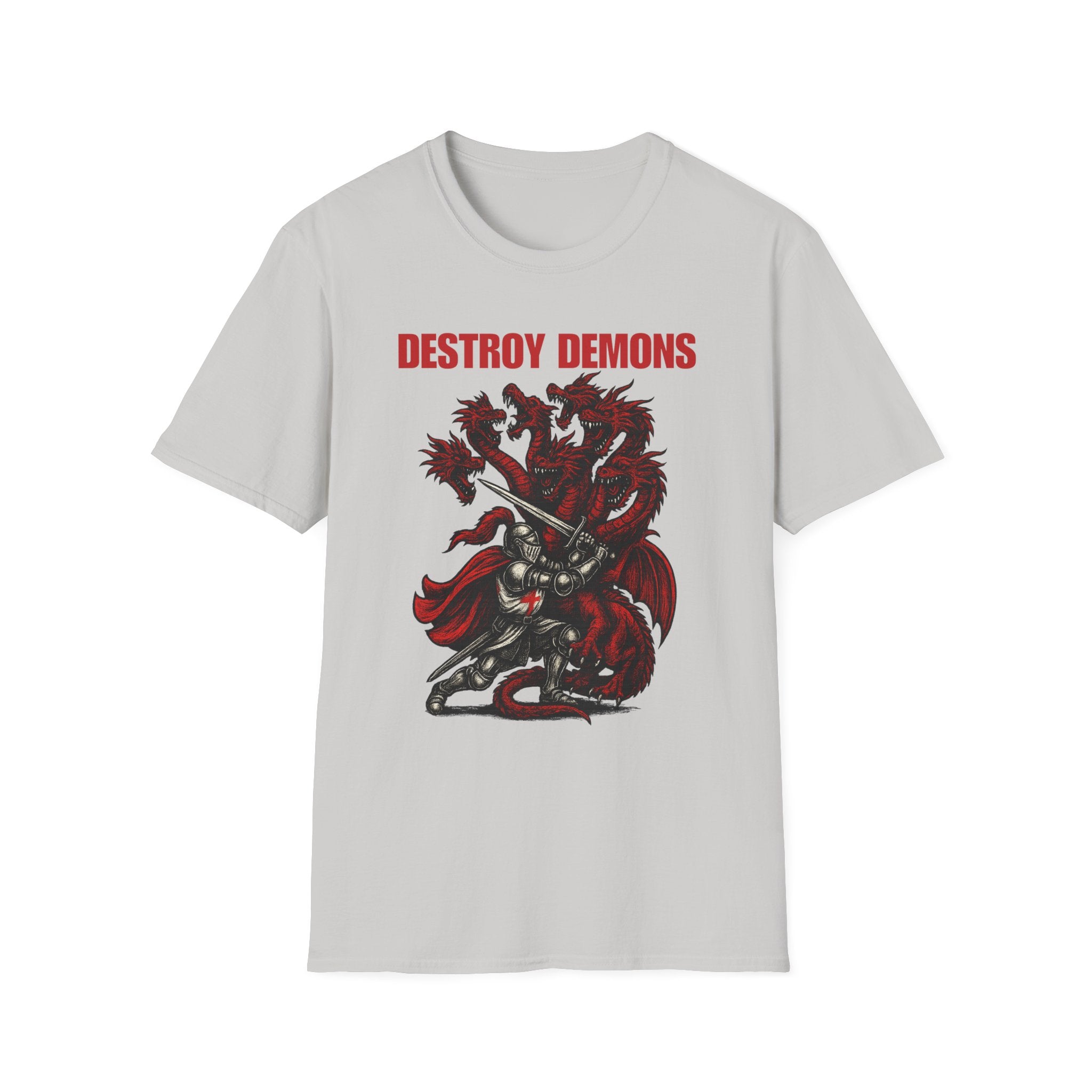 Destroy Demons Crusader Knight vs Dragon  Softstyle T-Shirt