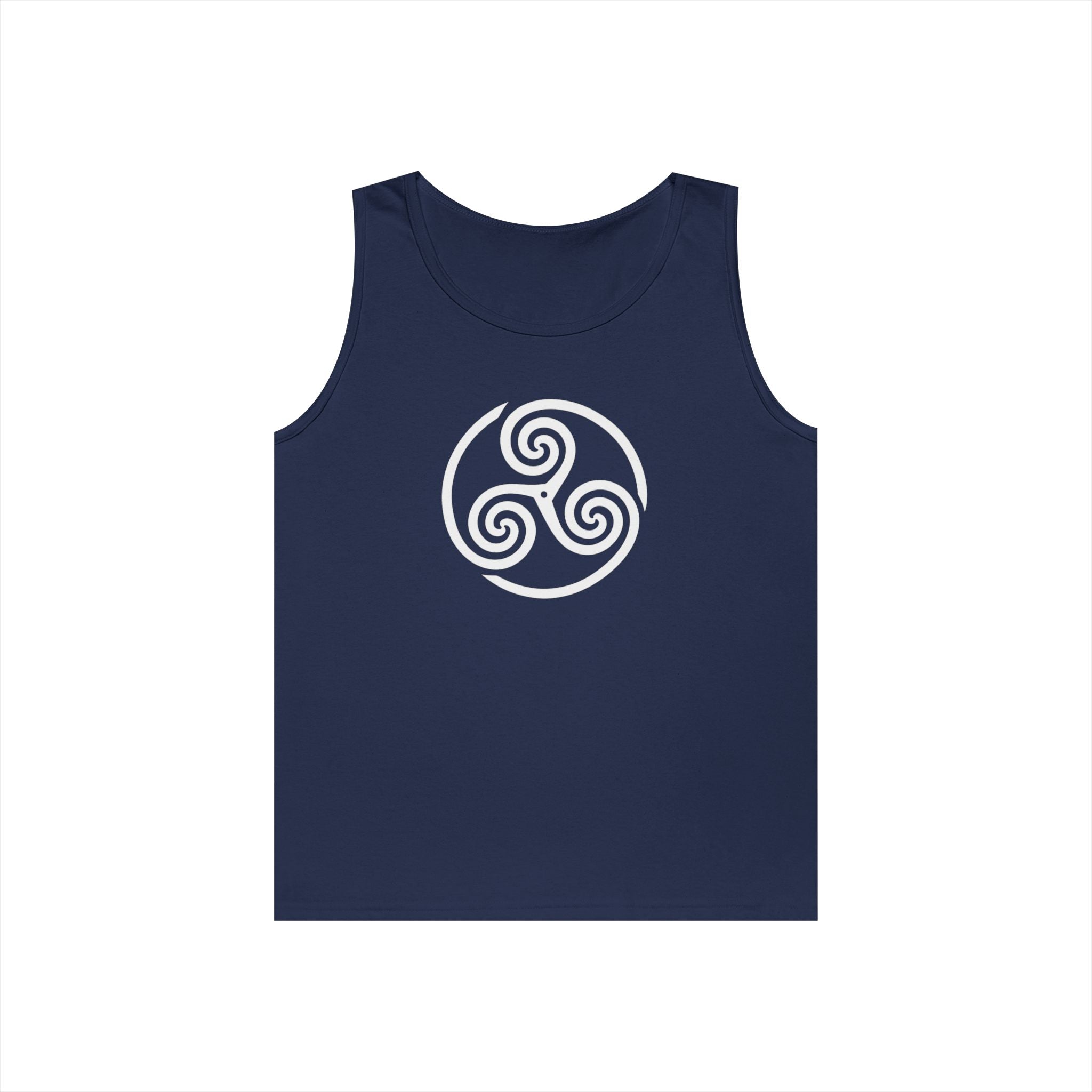 Celtic Spiral Triskele Symbol Alt Design White Unisex Tank Top