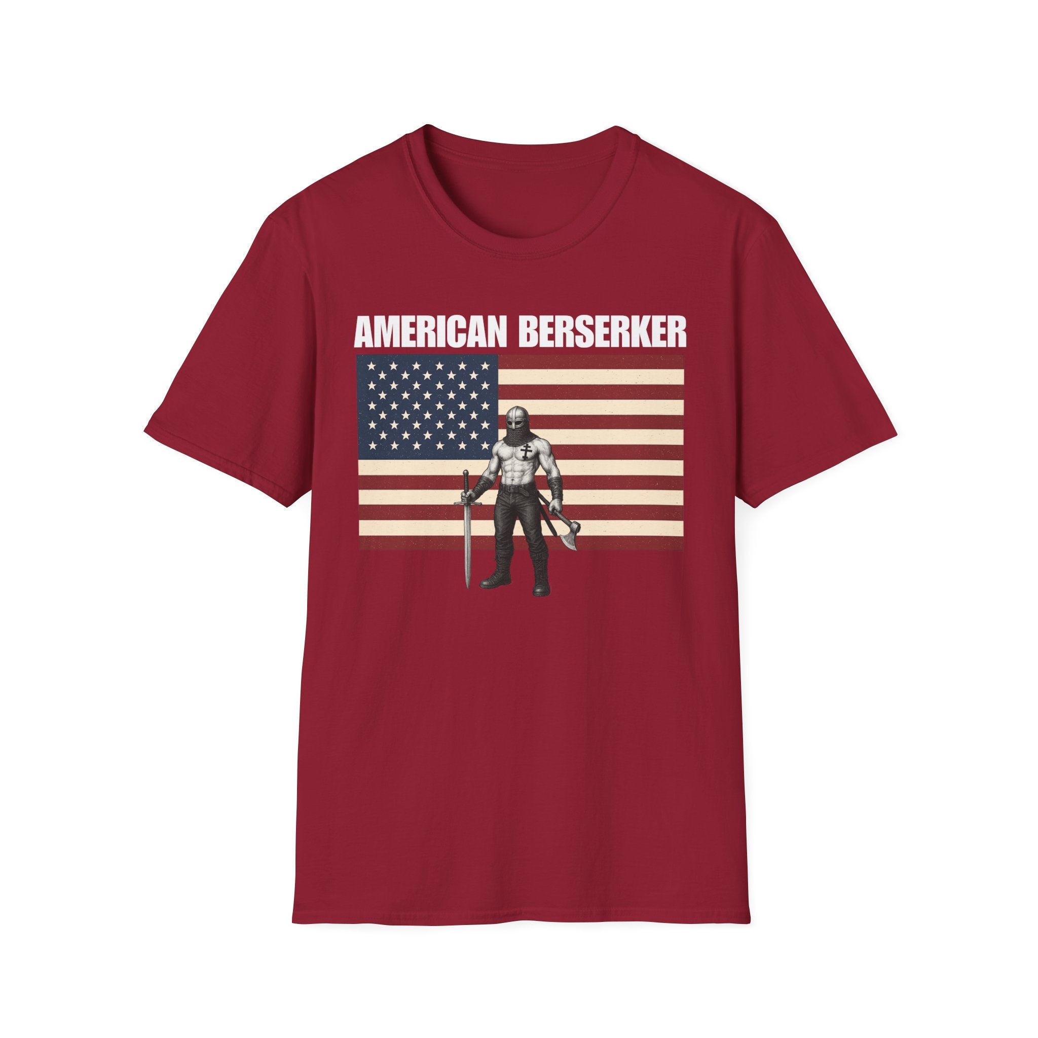 Bold American Berserker Graphic Softstyle Cotton T-Shirt