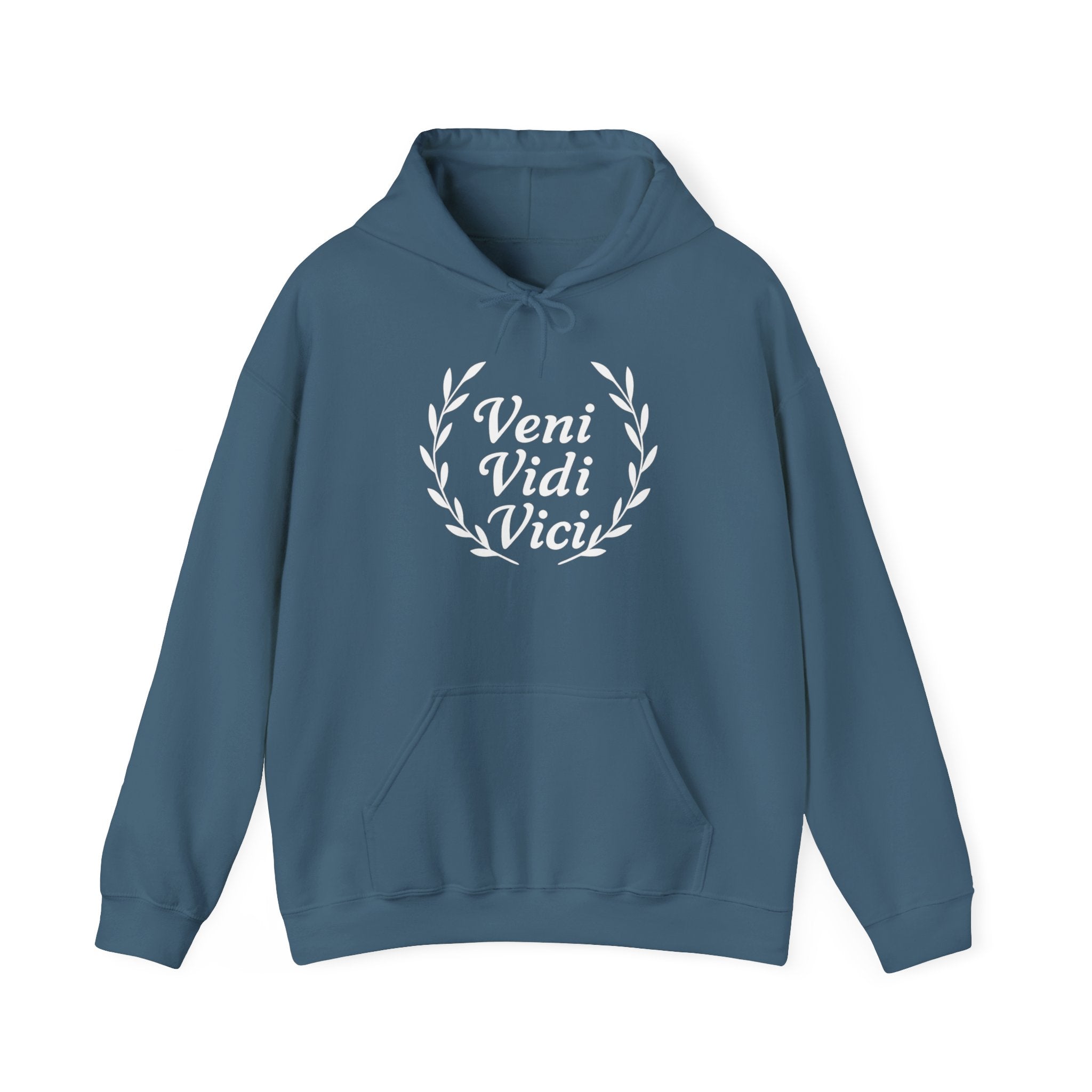 Veni Vidi Vici "I Came, I saw, I Conquered" White Graphic Pull Over Hoodie Sweatshirt