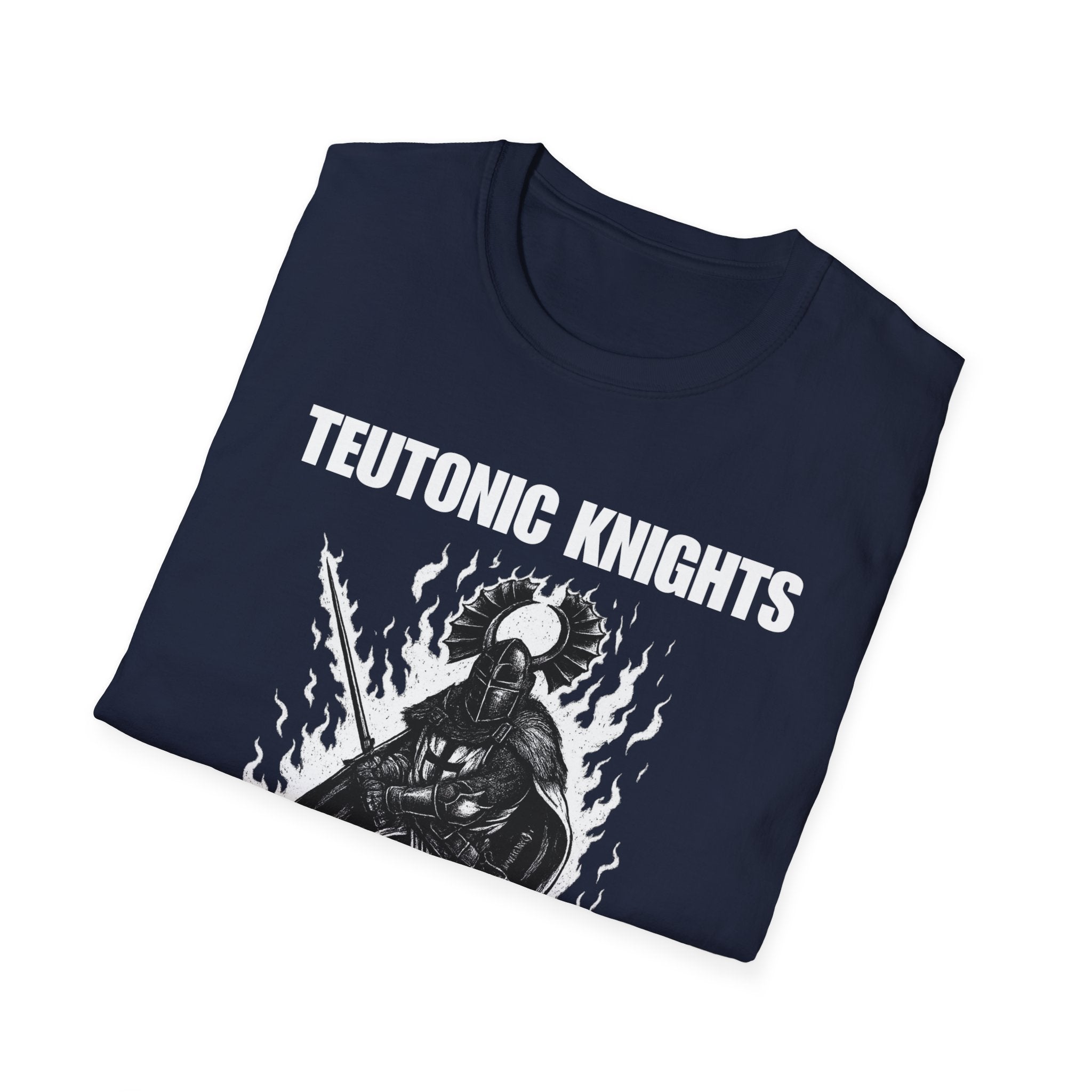 Teutonic Knight With Aura and "Teutonic Knights" Text Soft Style Cotton Shirt T-Shirt
