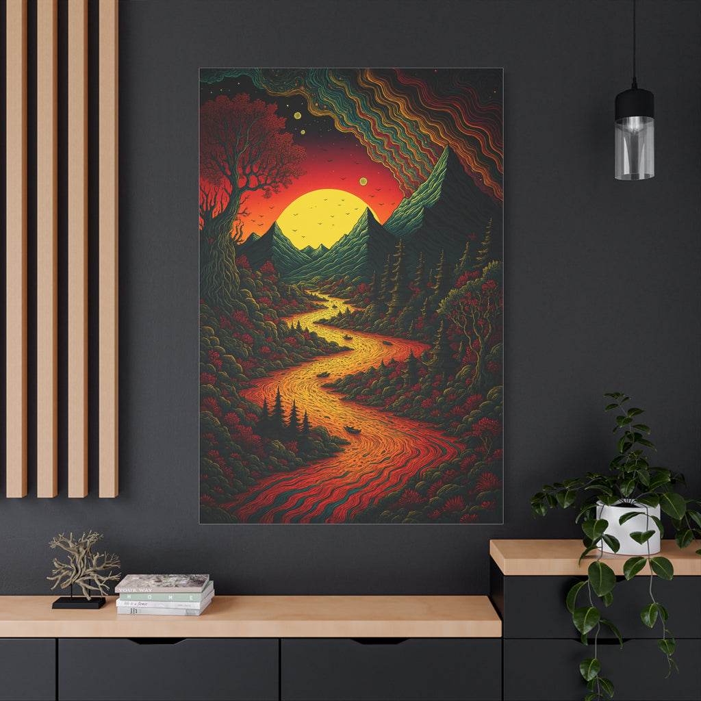 Trippy Sunset River Canvas Wall Art