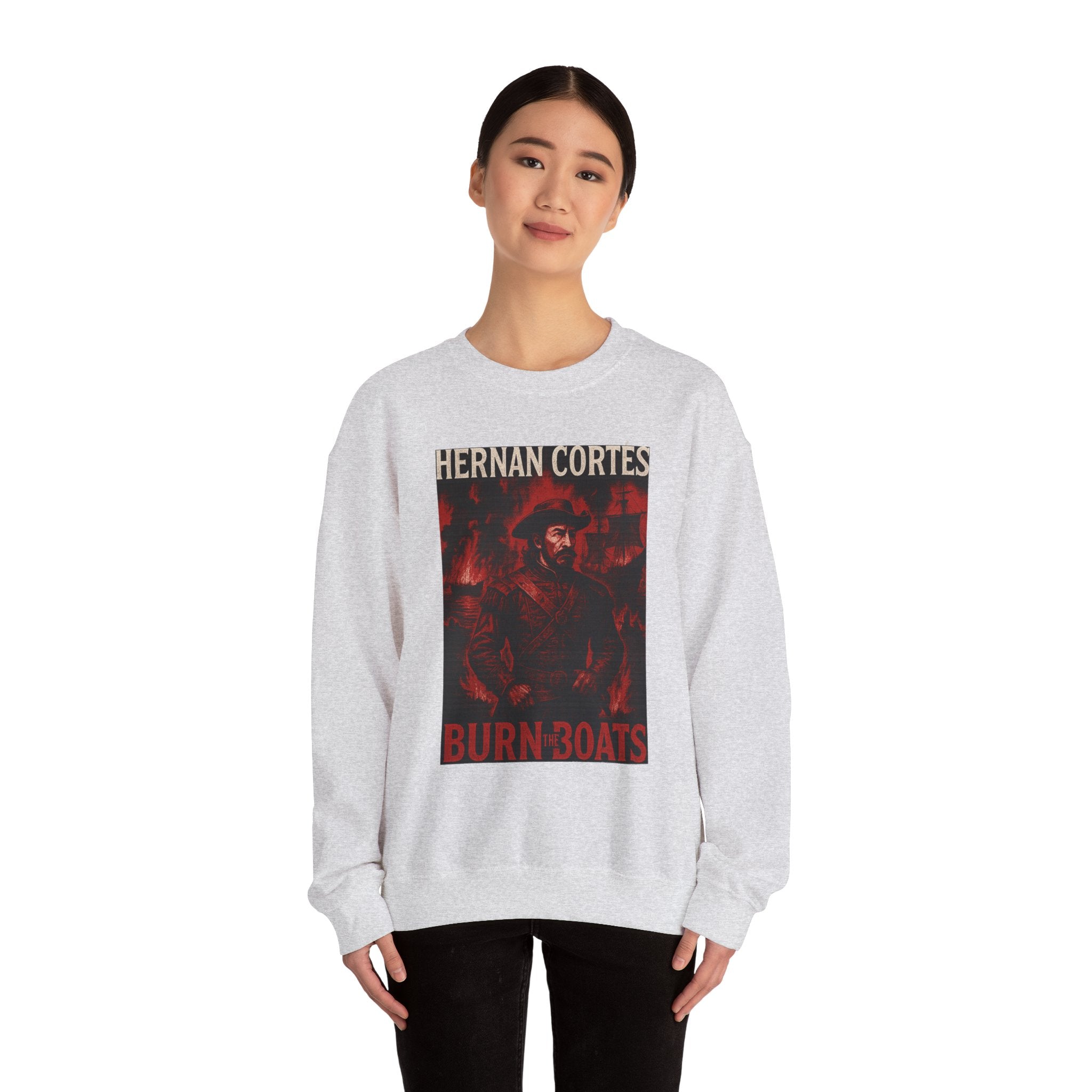 Hernan Cortes Burn The Boats Crewneck Sweatshirt