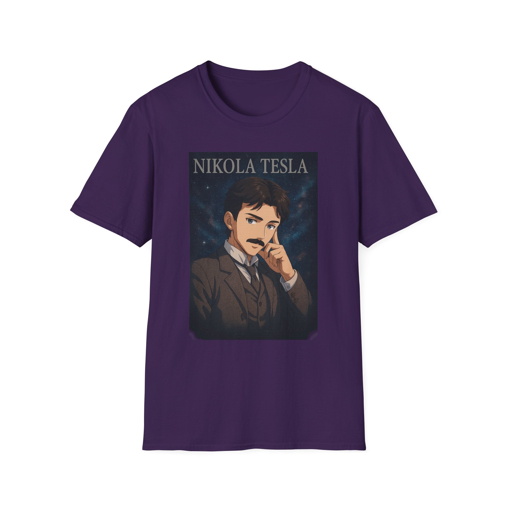 Nikola Tesla Historic Figure Graphic T-Shirt | Unisex Softstyle Tee, Science Gift, Nerd Apparel, Inspirational Clothing, Vintage Style Shirt