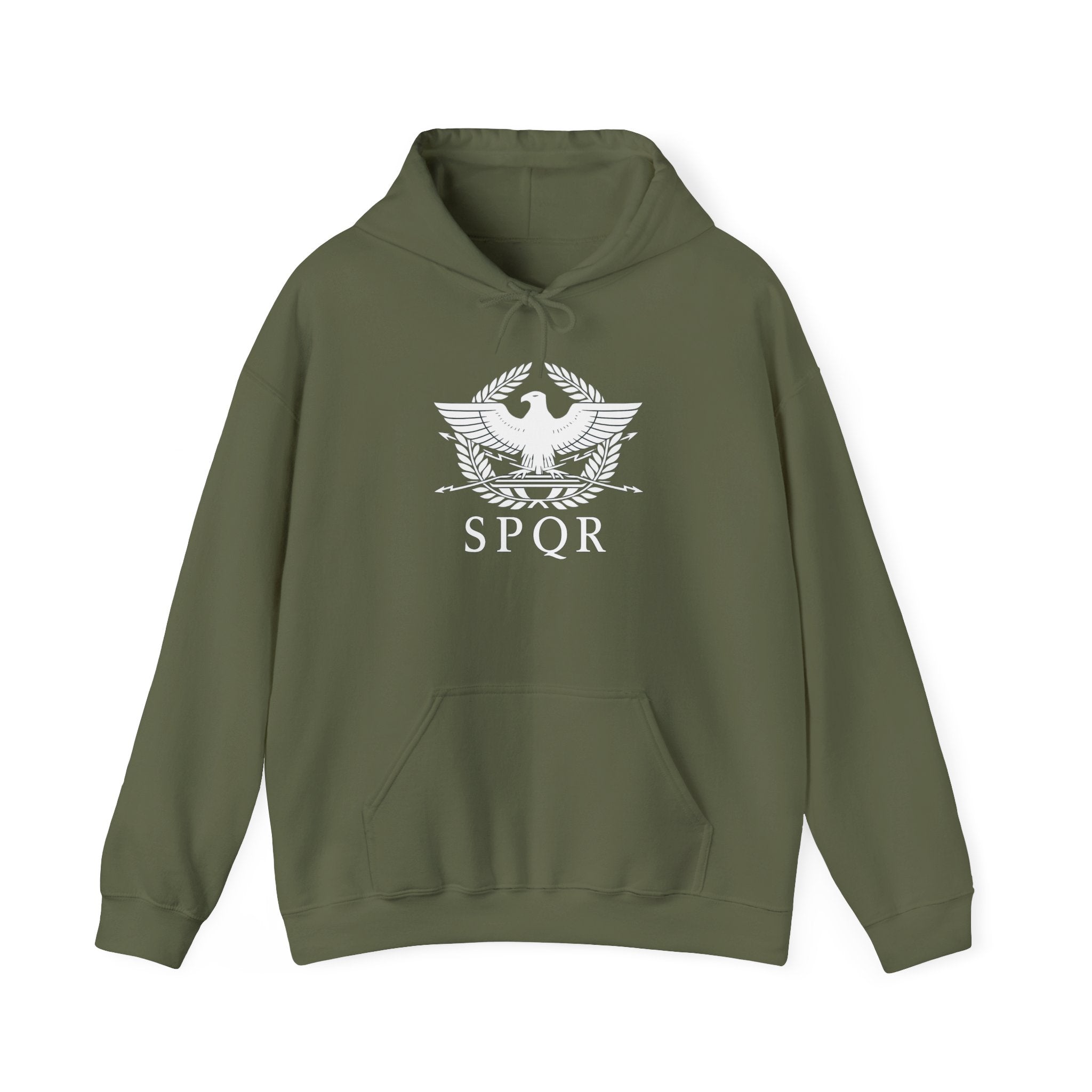 SPQR Roman Eagle White Design Pull Over Hoodie
