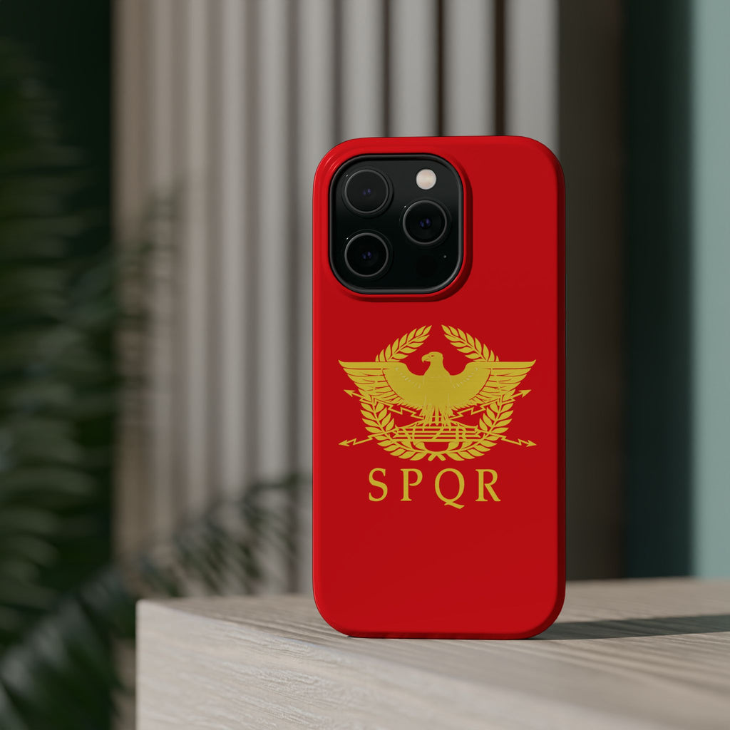 SPQR Gold Roman Eagle Symbol Red Magnetic Impact-Resistant Cases