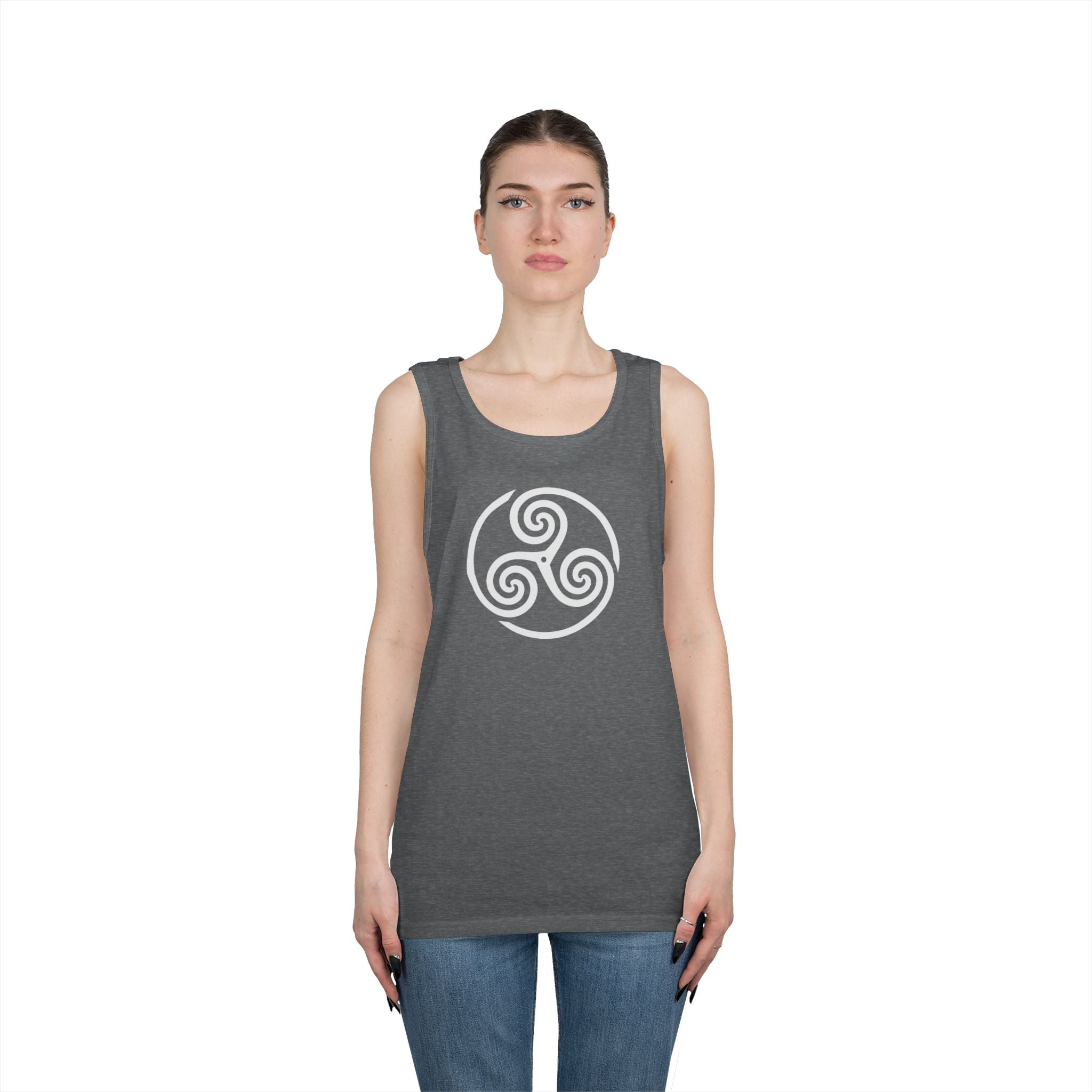 Celtic Spiral Triskele Symbol Alt Design White Unisex Tank Top