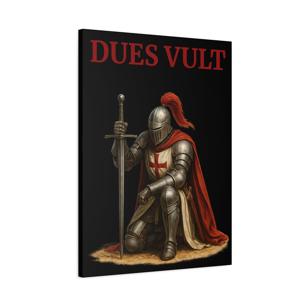 Crusader Knight Dues Vult Matte Canvas Wall Art, Dues Vult Decor, Medieval Artwork