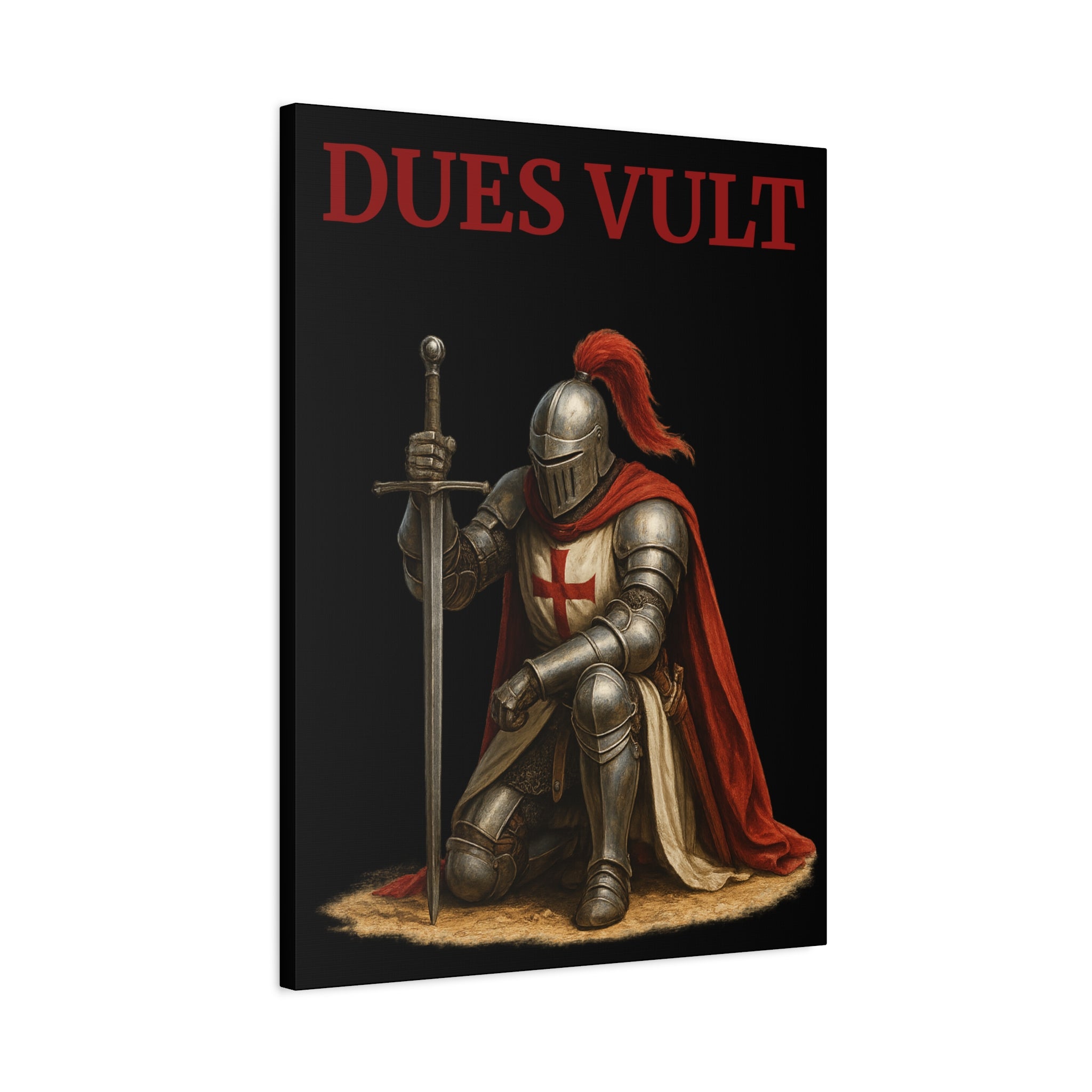 Crusader Knight Dues Vult Matte Canvas Wall Art, Dues Vult Decor, Medieval Artwork