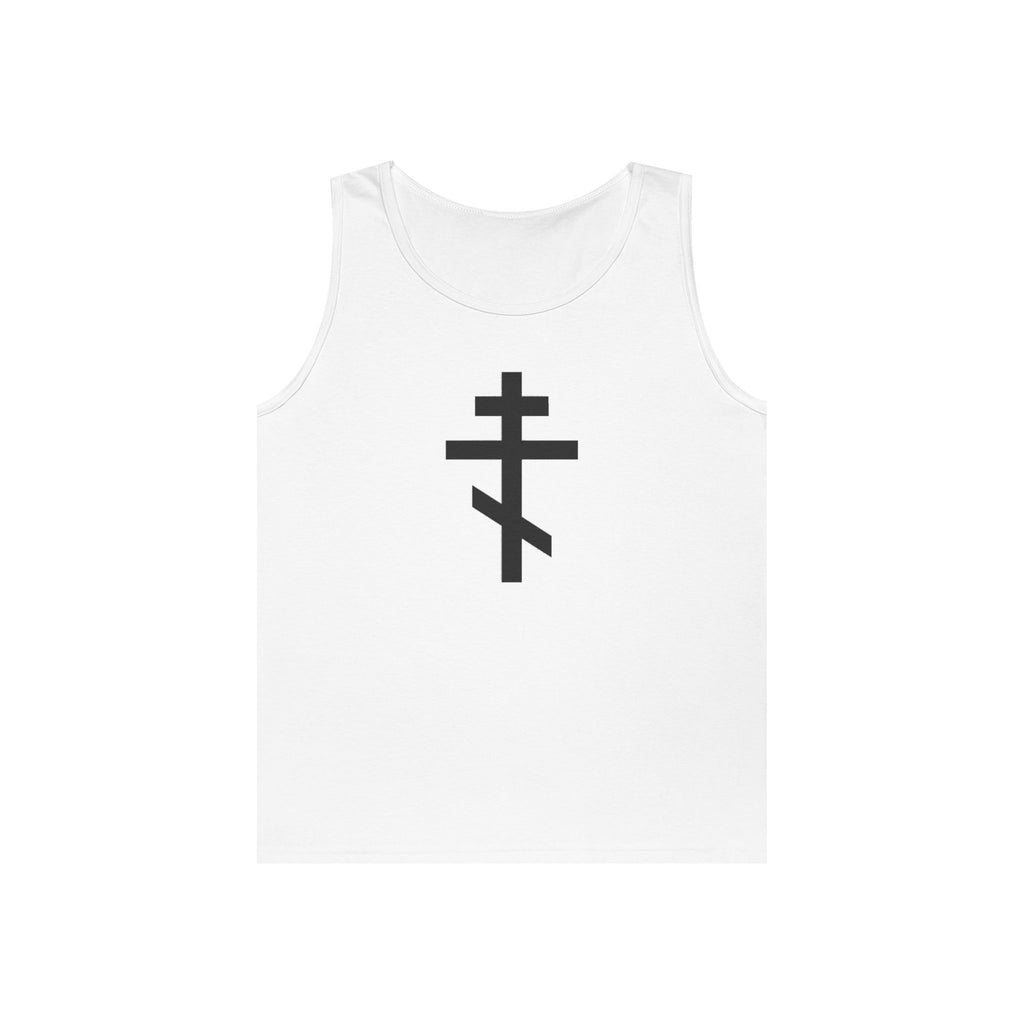 Crucifix Black Unisex Heavy Cotton Tank Top with Cross Design