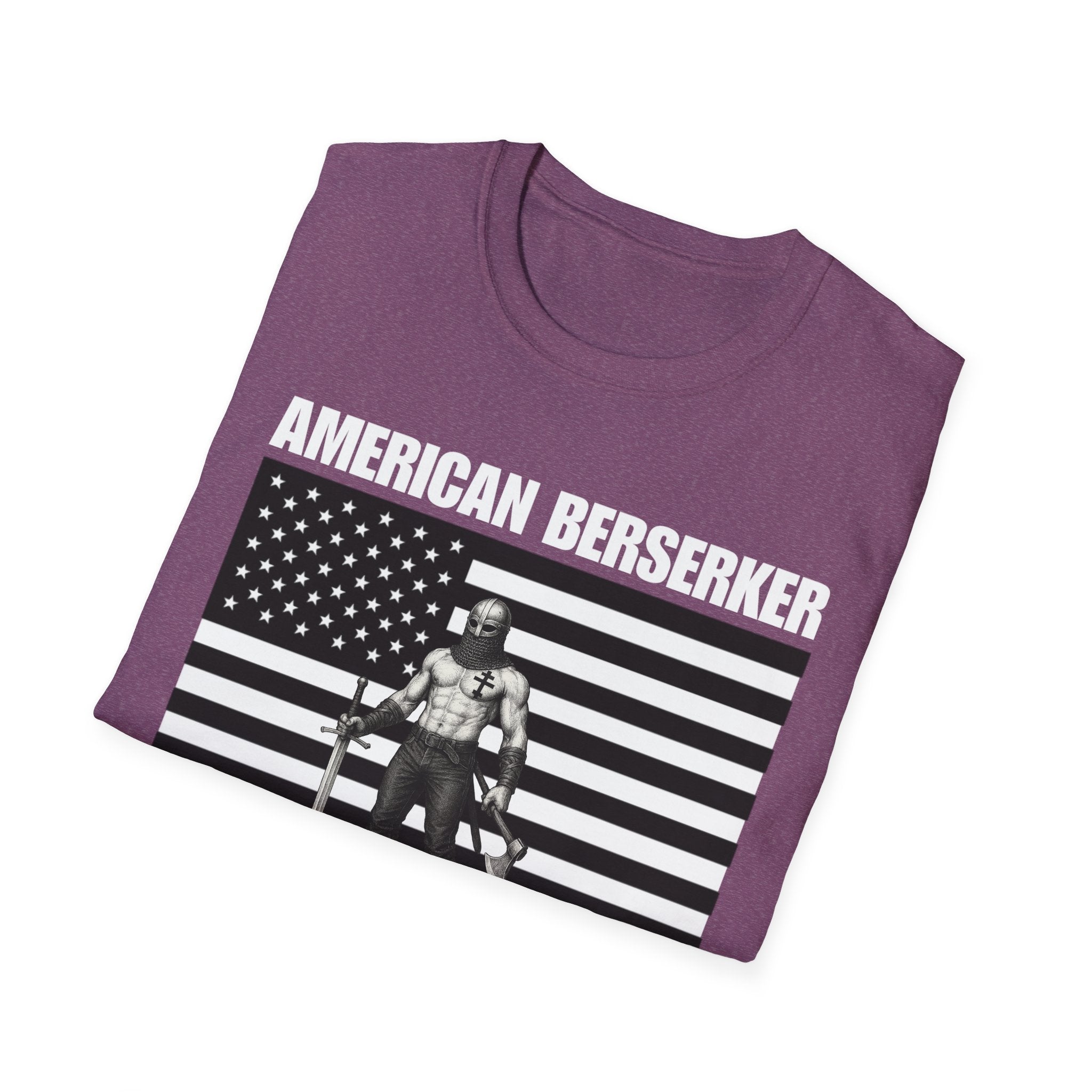 Bold American Berserker Black and White Softstyle T-Shirt