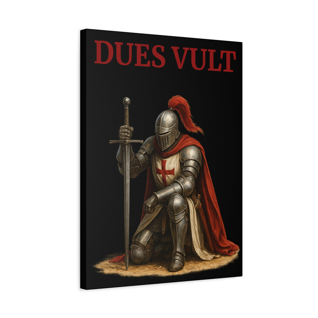 Crusader Knight Dues Vult Matte Canvas Wall Art, Dues Vult Decor, Medieval Artwork