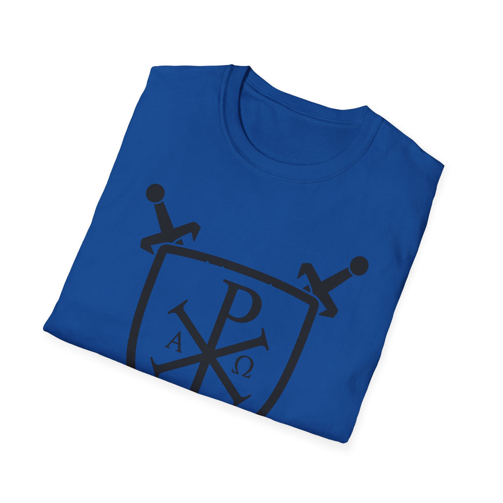 Sword and Shield Pi Chi Rho Black Graphic Softstyle Cotton Shirt T-Shirt