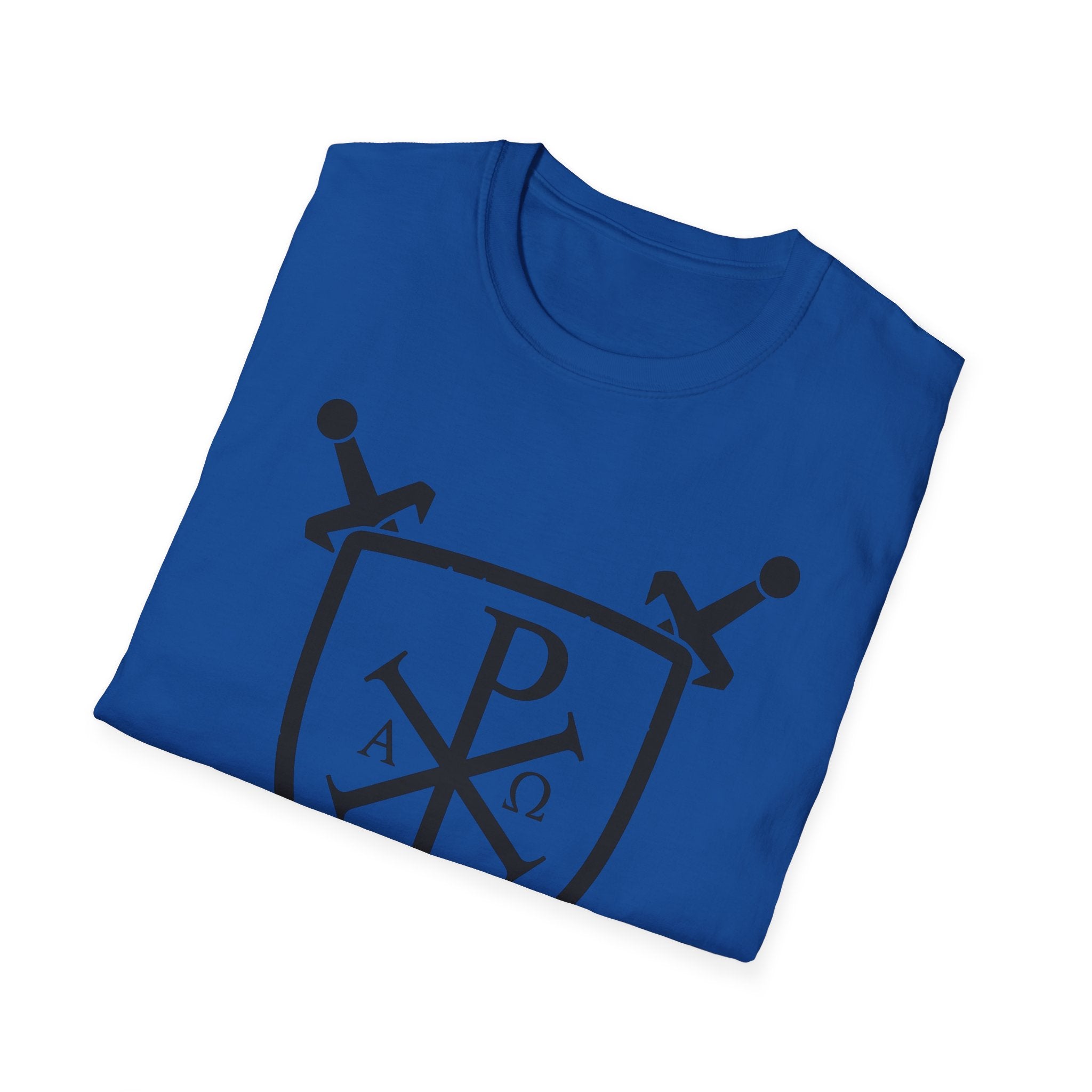 Sword and Shield Pi Chi Rho Black Graphic Softstyle Cotton Shirt T-Shirt