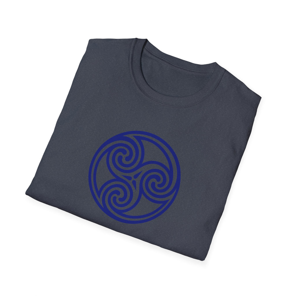 Celtic Spiral Triskele Trinity Symbol Blue Softstyle T-Shirt